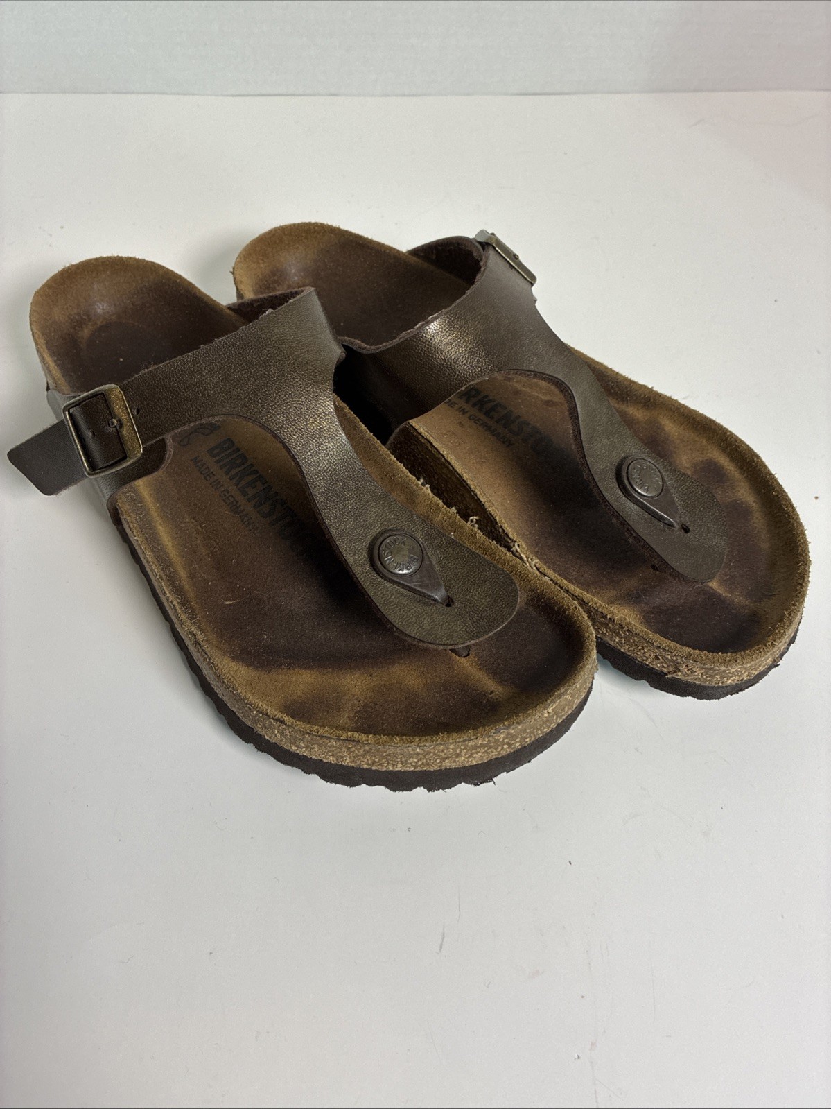 Birkenstock Gizeh Bronze Brown Leather Thong Strap Sandals Women Sz 37 Us 7