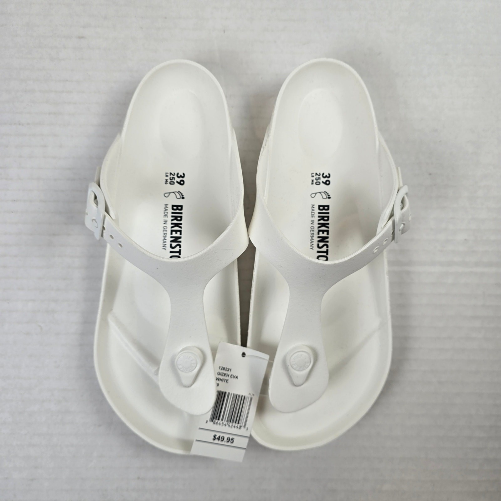 Birkenstock Gizeh EVA Sandals Size 39/L8/M6 White Slip On Thong Regular Fit