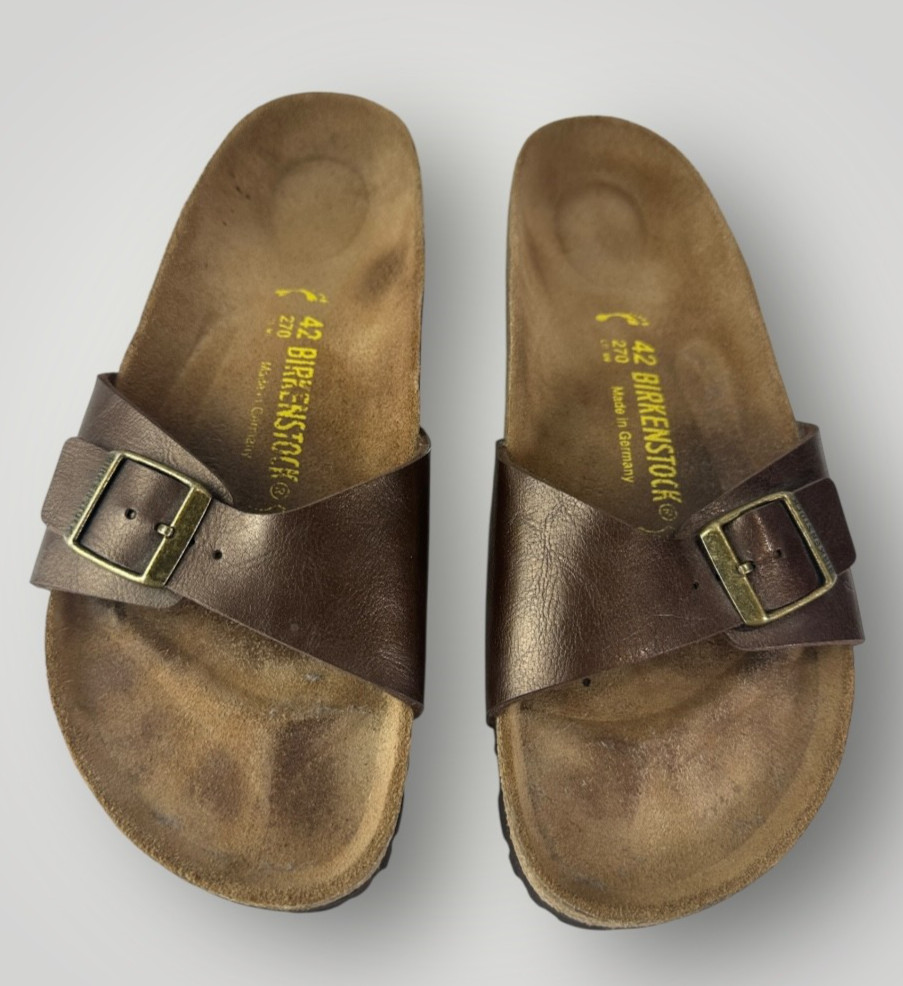 Birkenstock Madrid Sandals Slides Brown Strap Buckle Women’s Size 11 Men’s 9