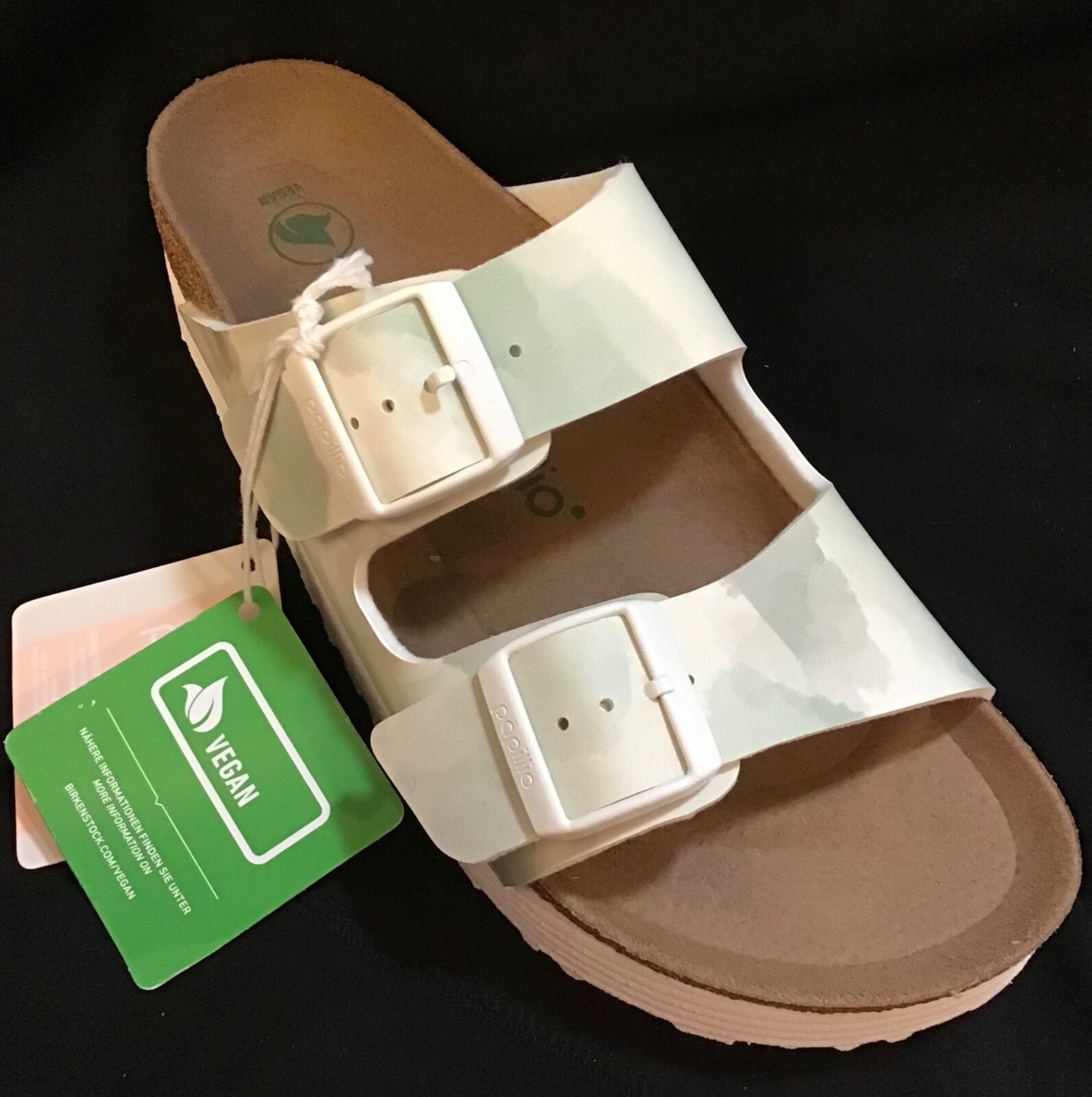 BIRKENSTOCK PAPILLIO VEGAN ARIZONA GROOVED WATERCOLOR KHAKI (GREEN) 39 Ladies 8N
