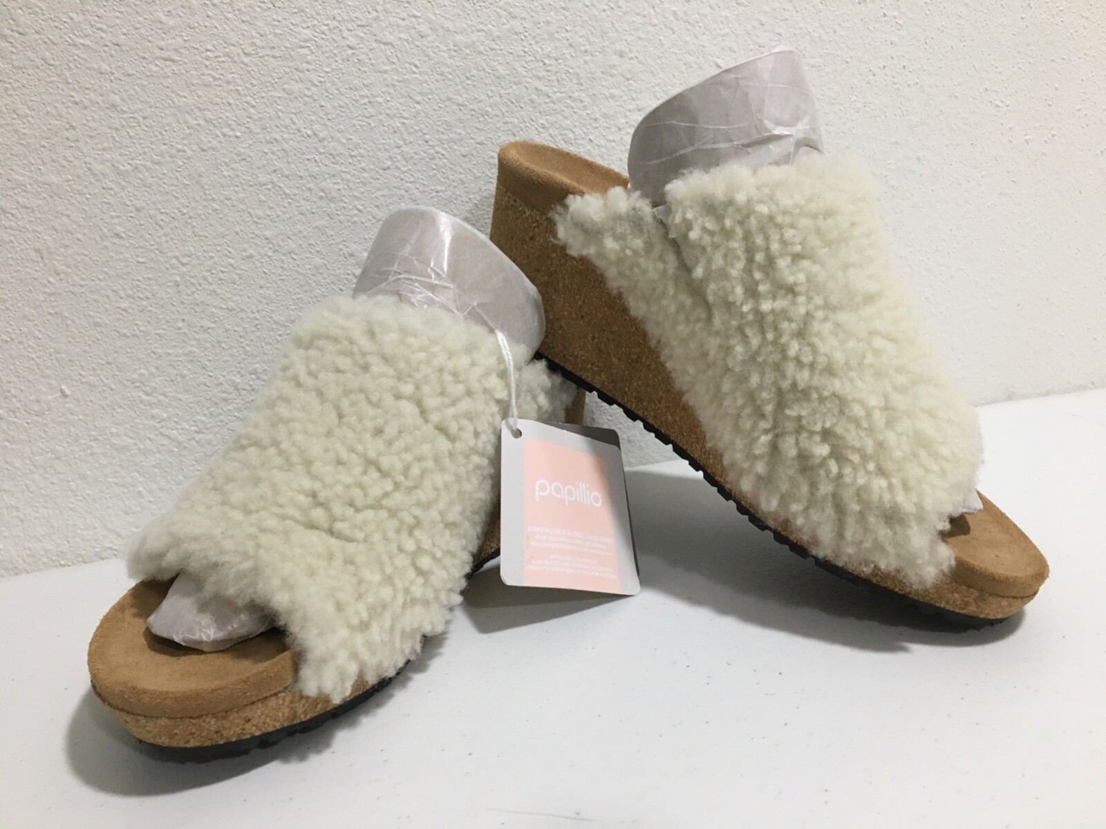 Birkenstock Papillio Namica Teddy Shearling Fur Wedge Sandals Women Size 9 READ
