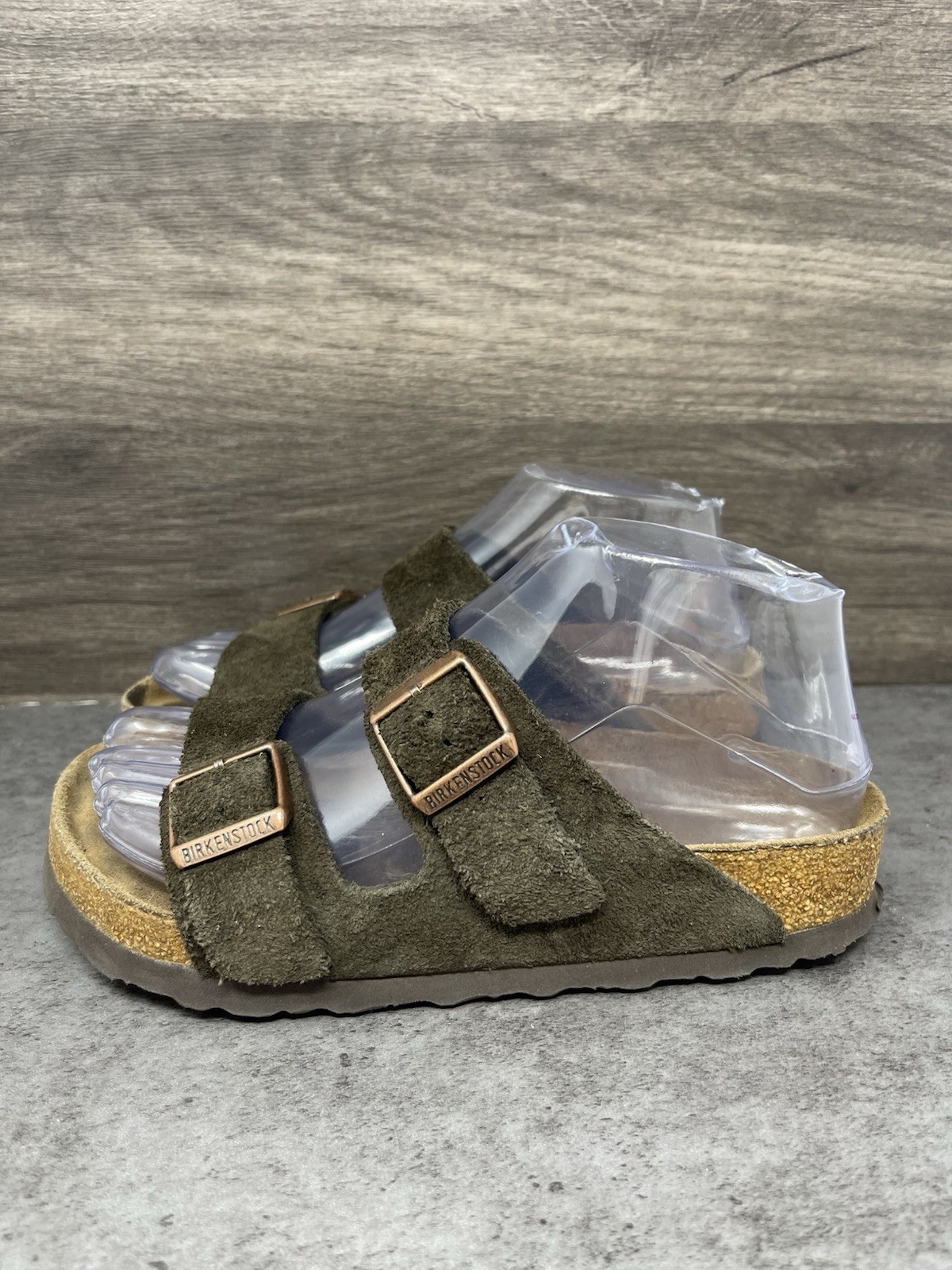 Birkenstock Arizona Suede Sandals Womens Size 4 (35) Brown Slip On Buckle Slide