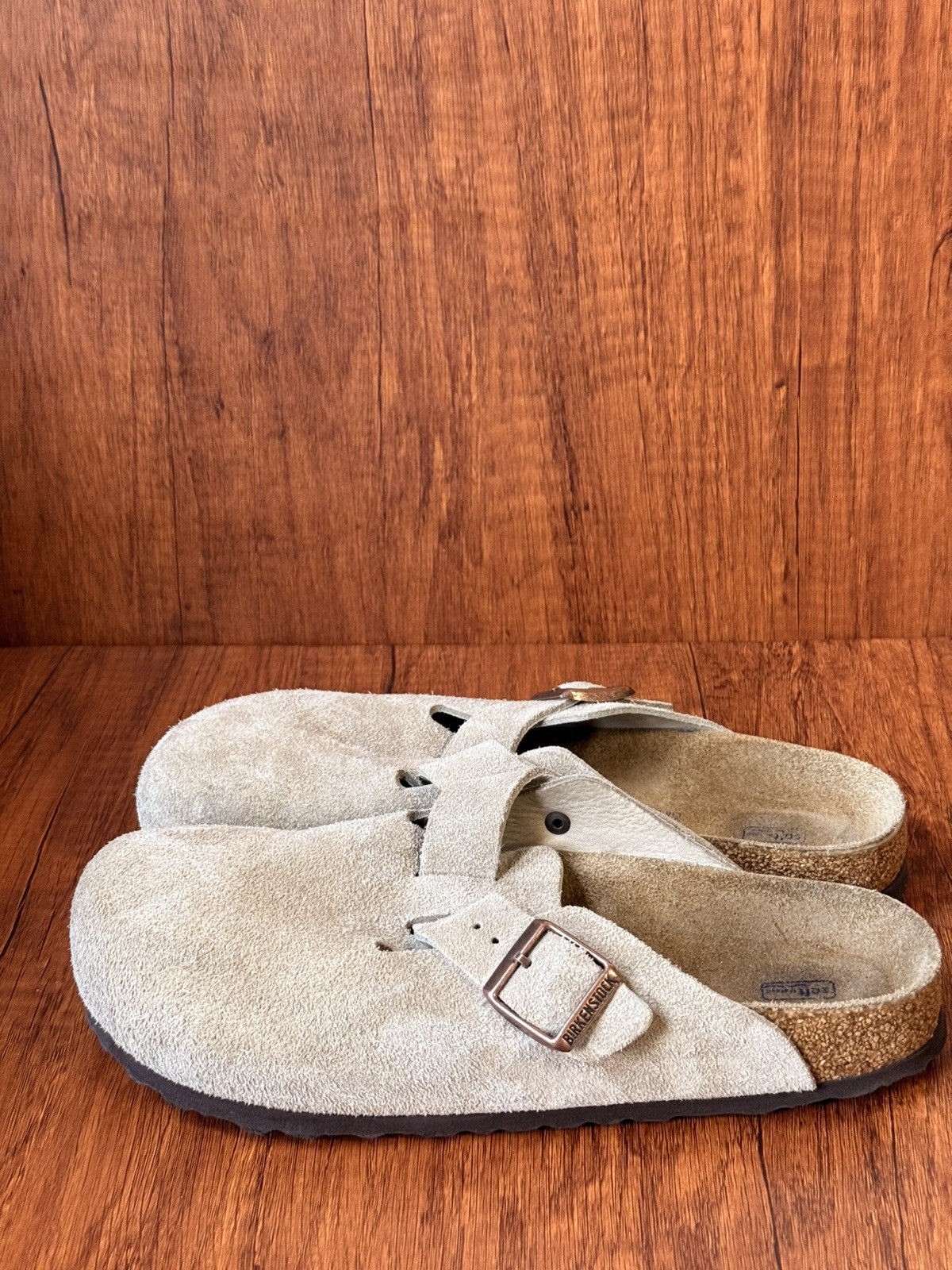 Birkenstock W10/M8 Boston Soft Footbed BS Suede Clogs Taupe 0560771