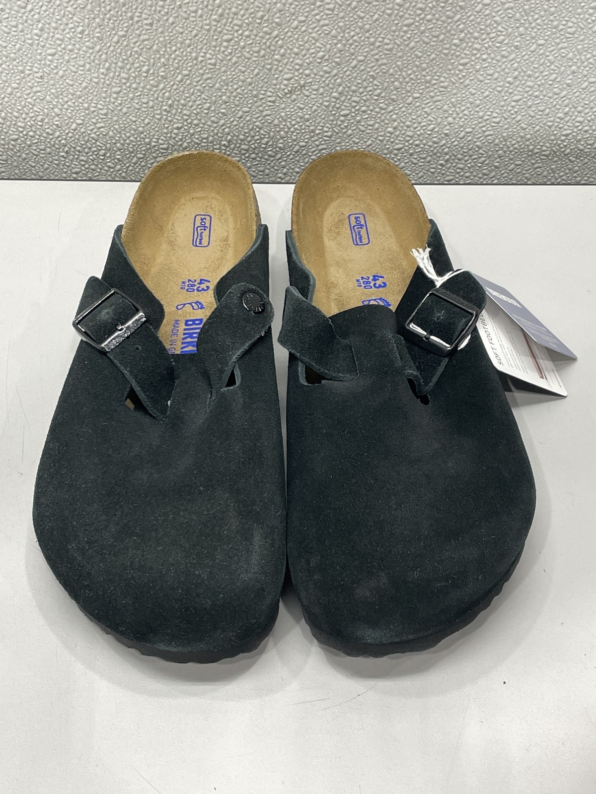 Birkenstock Boston Soft Footbed Clogs Mens Size 10 Suede Black Casual Slip Ons