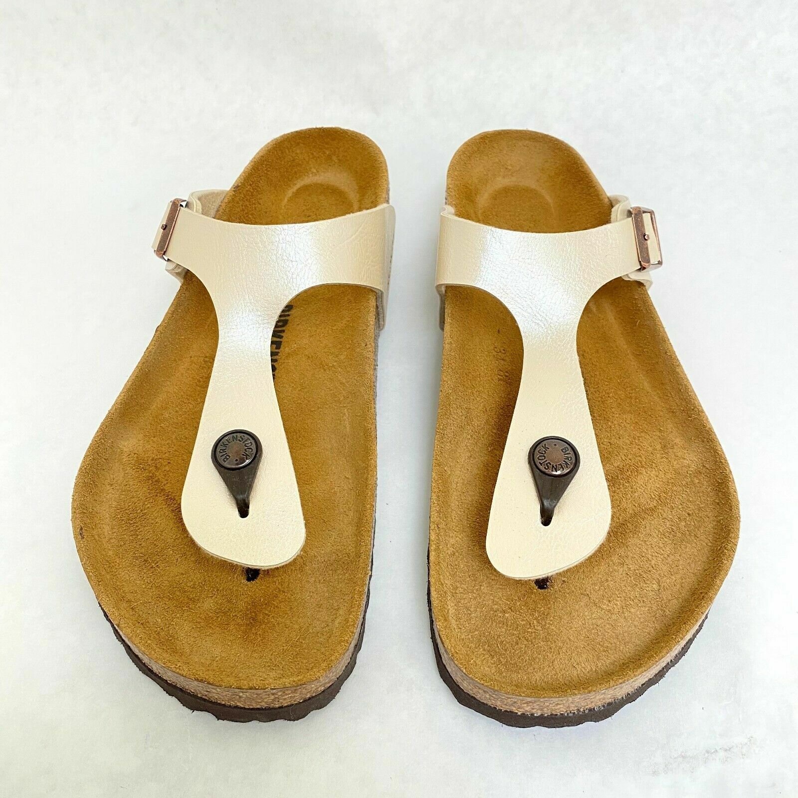 New with Box Birkenstock Gizeh Graceful Pearl White Regular – Select Size