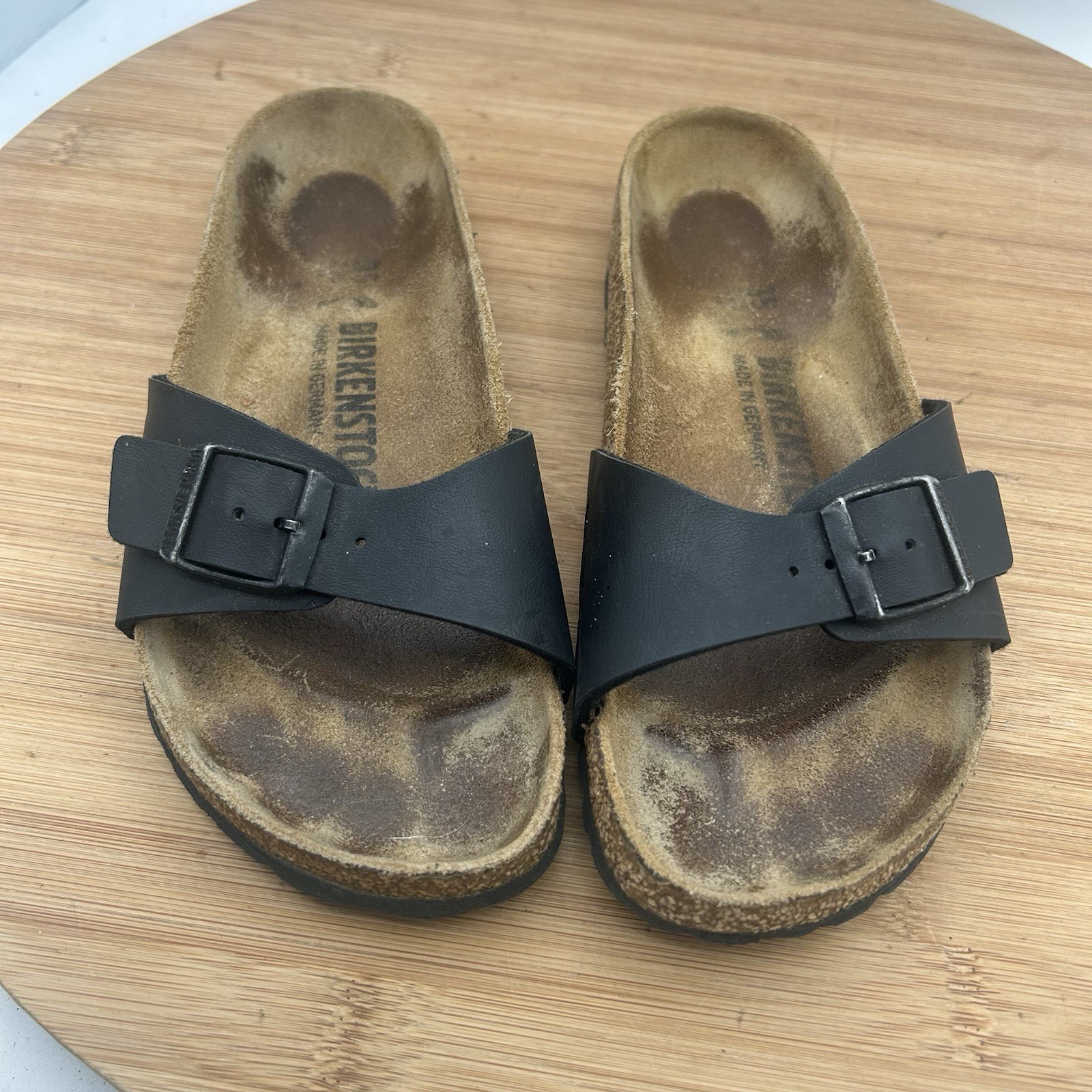 Birkenstock Madrid Sandal Size 35 US 4 Womens Black Single Strap Slip On Casual