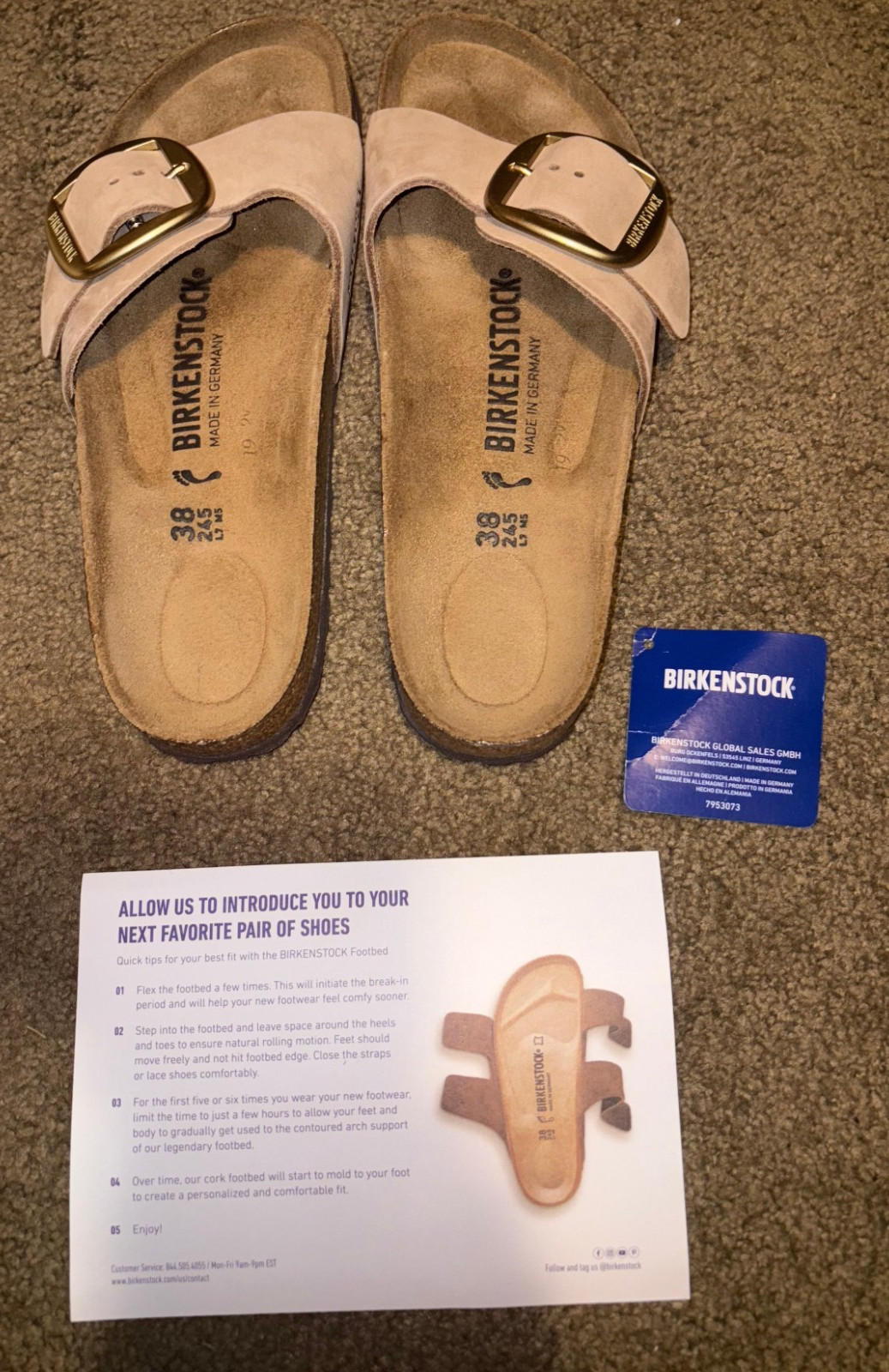 New w/Box Birkenstock Madrid Big Buckle Sandcastle Nubuk Leather Narrow US 7