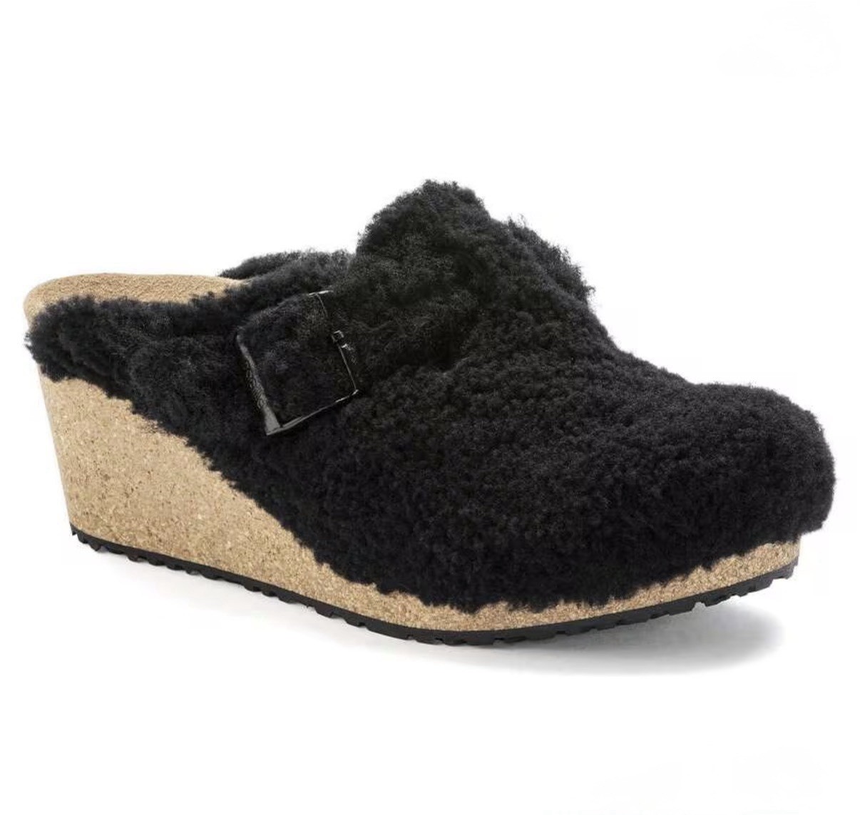 Women’s Birkenstock Papillio Fanny Teddy Shearling Mule Wedge Clog US 9 EU 40