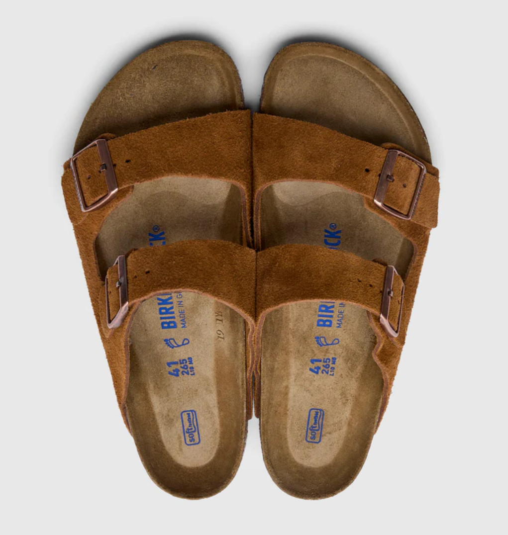 Birkenstock Arizona Soft Footbed in Mink Suede Leather Unisex Sandals EU 37-41