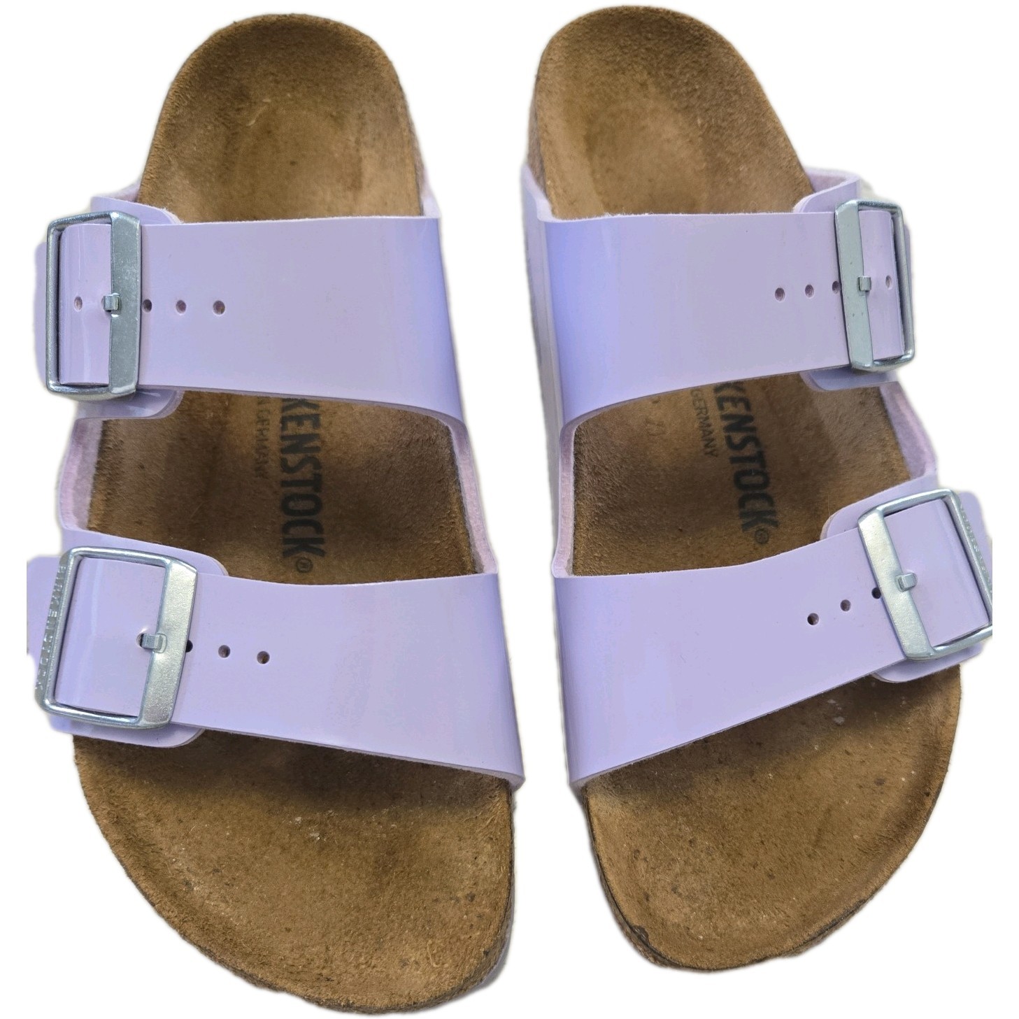Birkenstock ARIZONA Sandals Lavender Patent Birko-Flor Slides Women US 9 EU 39