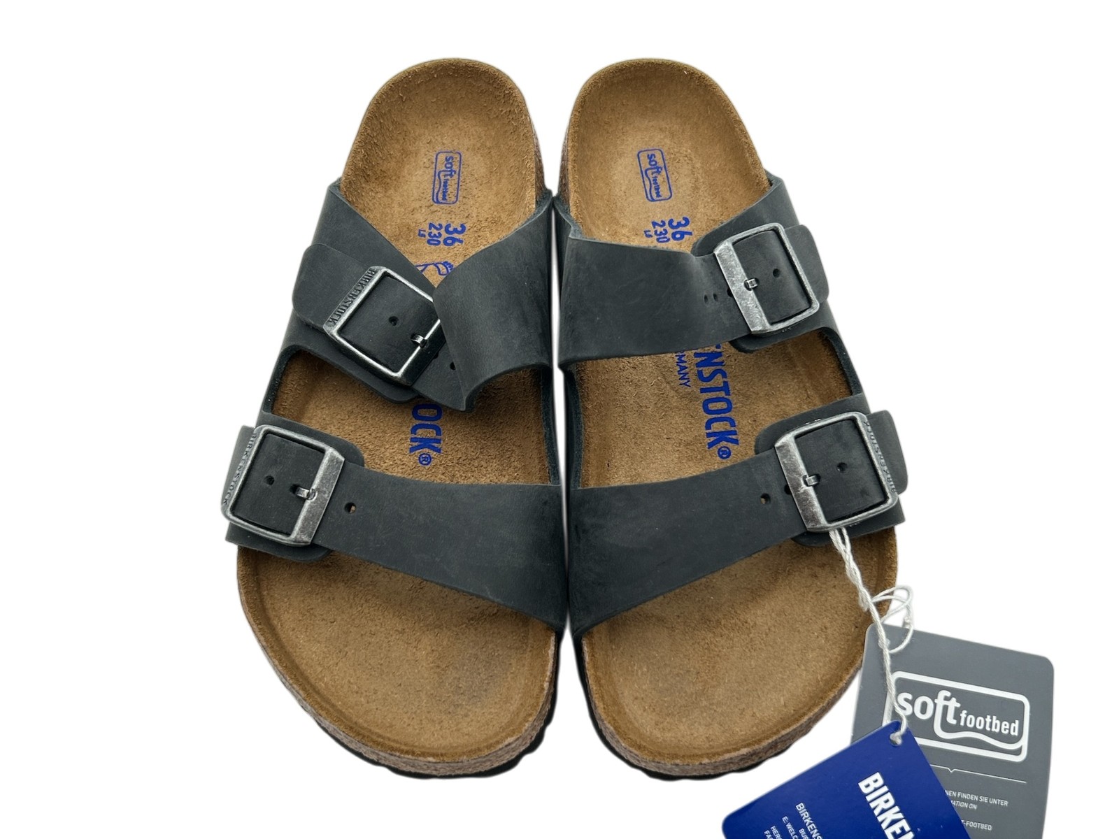 Birkenstock Arizona Black Leather Suede, US 5