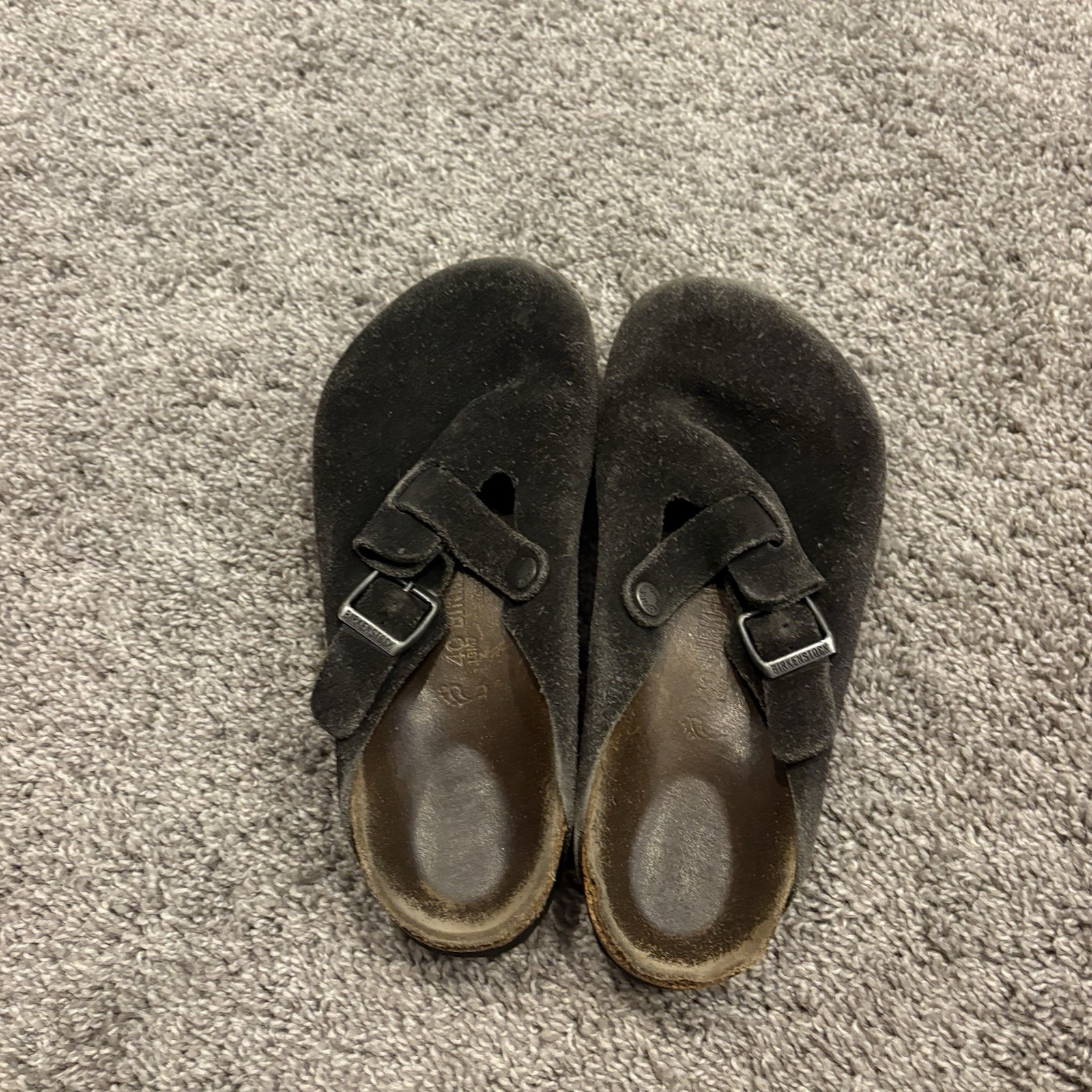 Birkenstock Boston Suede Leather Clog slippers Black Shoes Sz 40 W 9-9.5 M 7-7.5