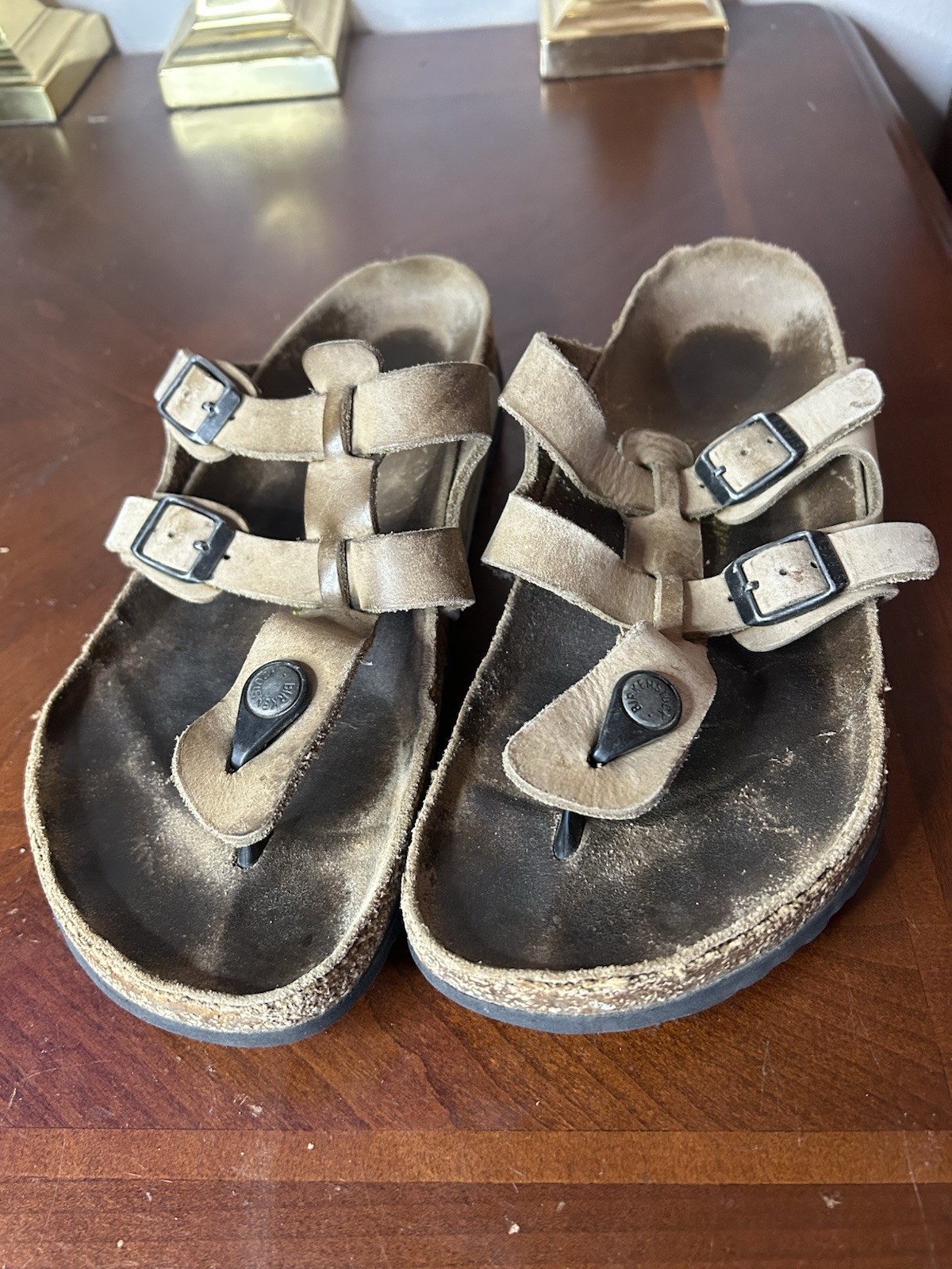 Birkenstock Gizeh Sandals Women 41 Taupe Thong Buckle