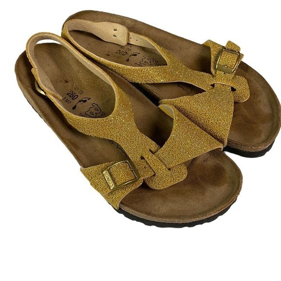 Birkenstock Gizeh Glitter Gold Thong Sandals Women Size 9 M EU 260