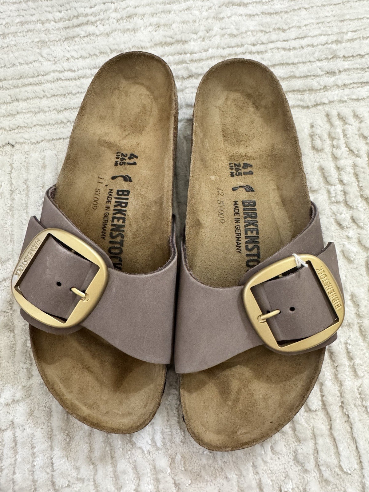 New Birkenstock Madrid Big Buckle Nubuck Slide Sandals Size 41/10 Store Model