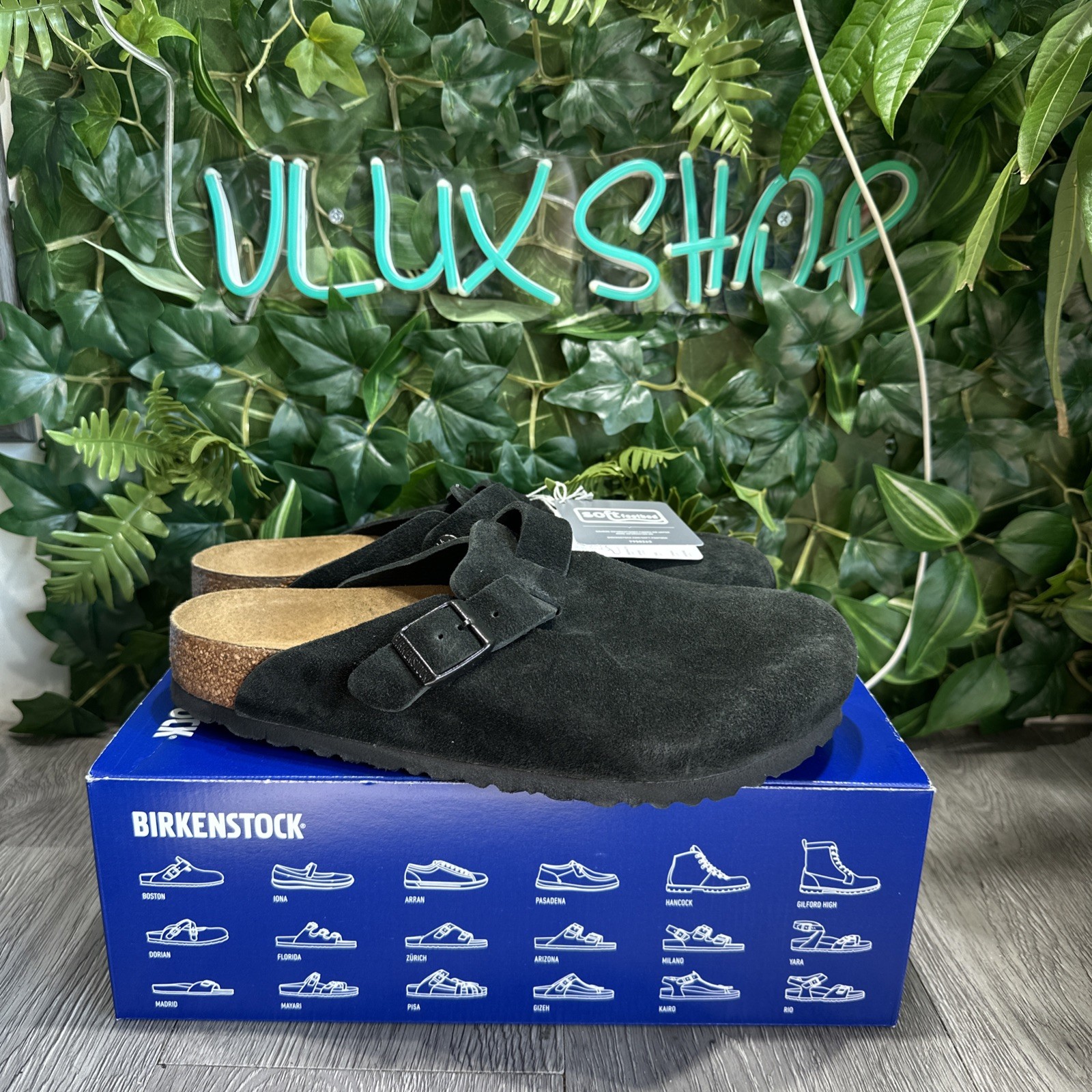 BIRKENSTOCK Boston Soft Footbed Suede Leather Unisex Men 12 EU 45 Black