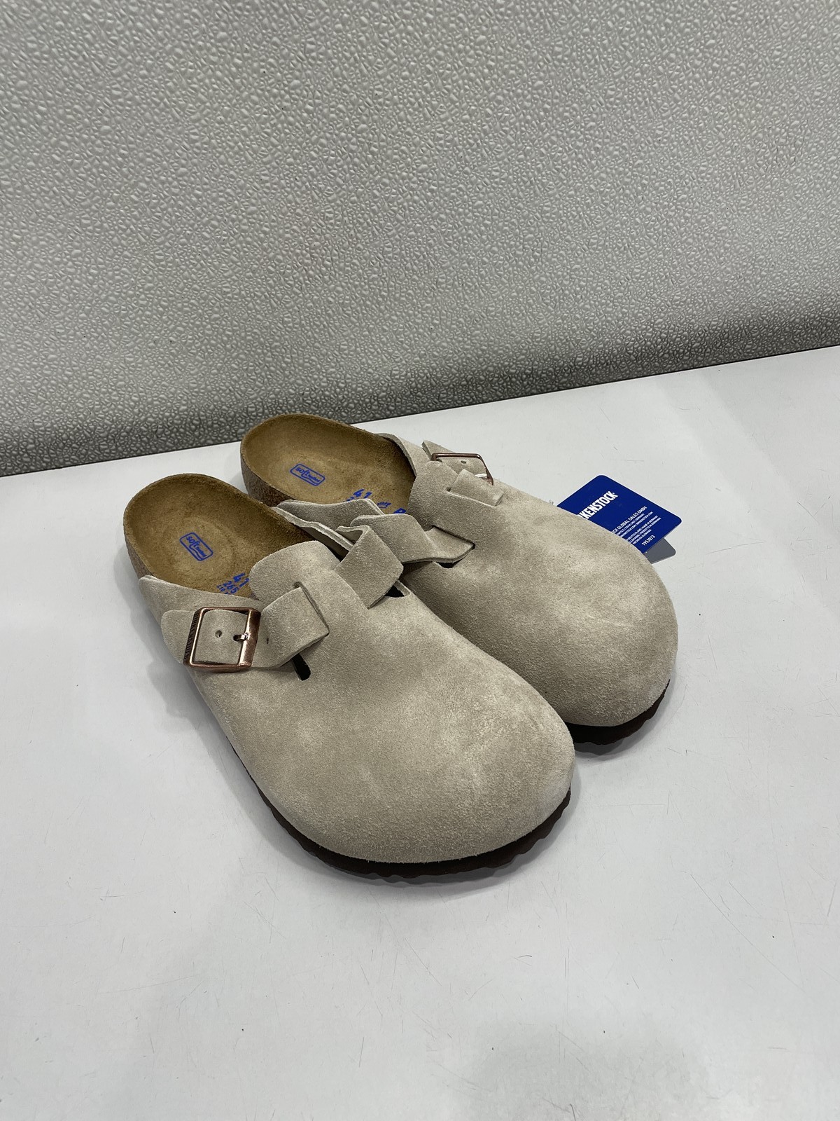 Birkenstock Boston Soft Footbed Suede Leather Clog Unisex W10, M8 In Taupe