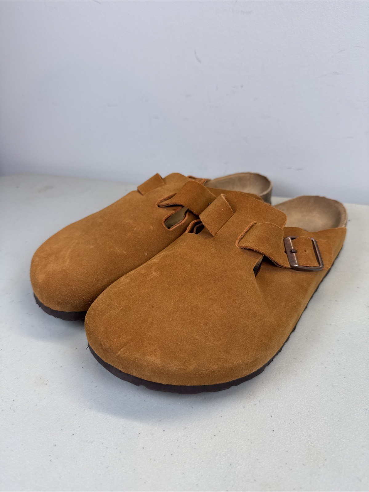 Birkenstock Boston Soft Footbed Clog Light Brown Leather Suede Mink 41 L11 M9