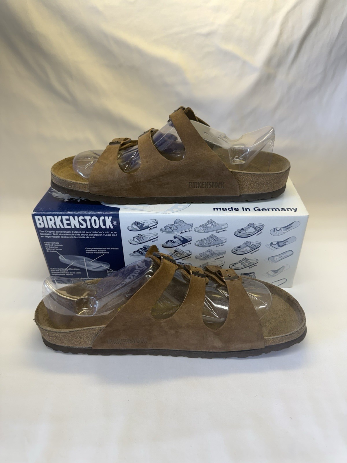 Birkenstock Florida Soft Footbed Nubuck Mocha Sandals Womens 11 Mens 9 Slip On