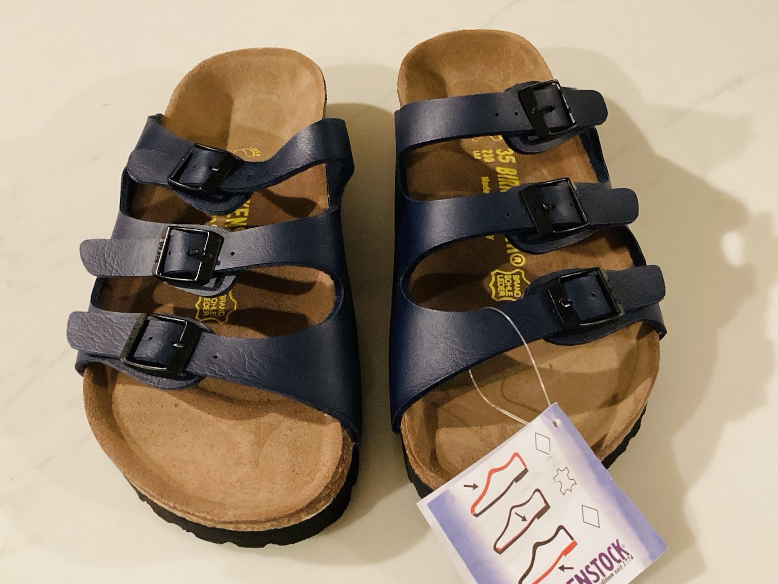 Birkenstock Florida 3 Strap Sandals Womens Size 35 US Size 7  Navy Blue