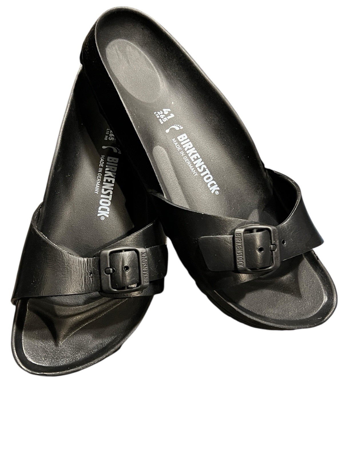 Birkenstock Madrid Black Leather Sandals EU 41 US 8 10 Made in Germany