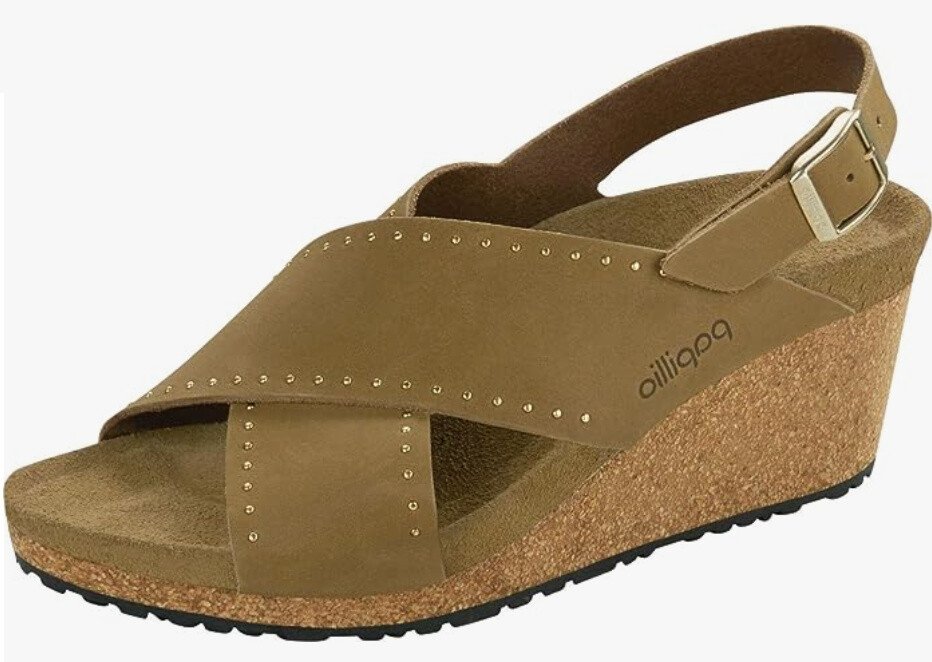 New in-Box Birkenstock Women’s Samira Wedge Sandal Nubuck Mud Green -Select Size