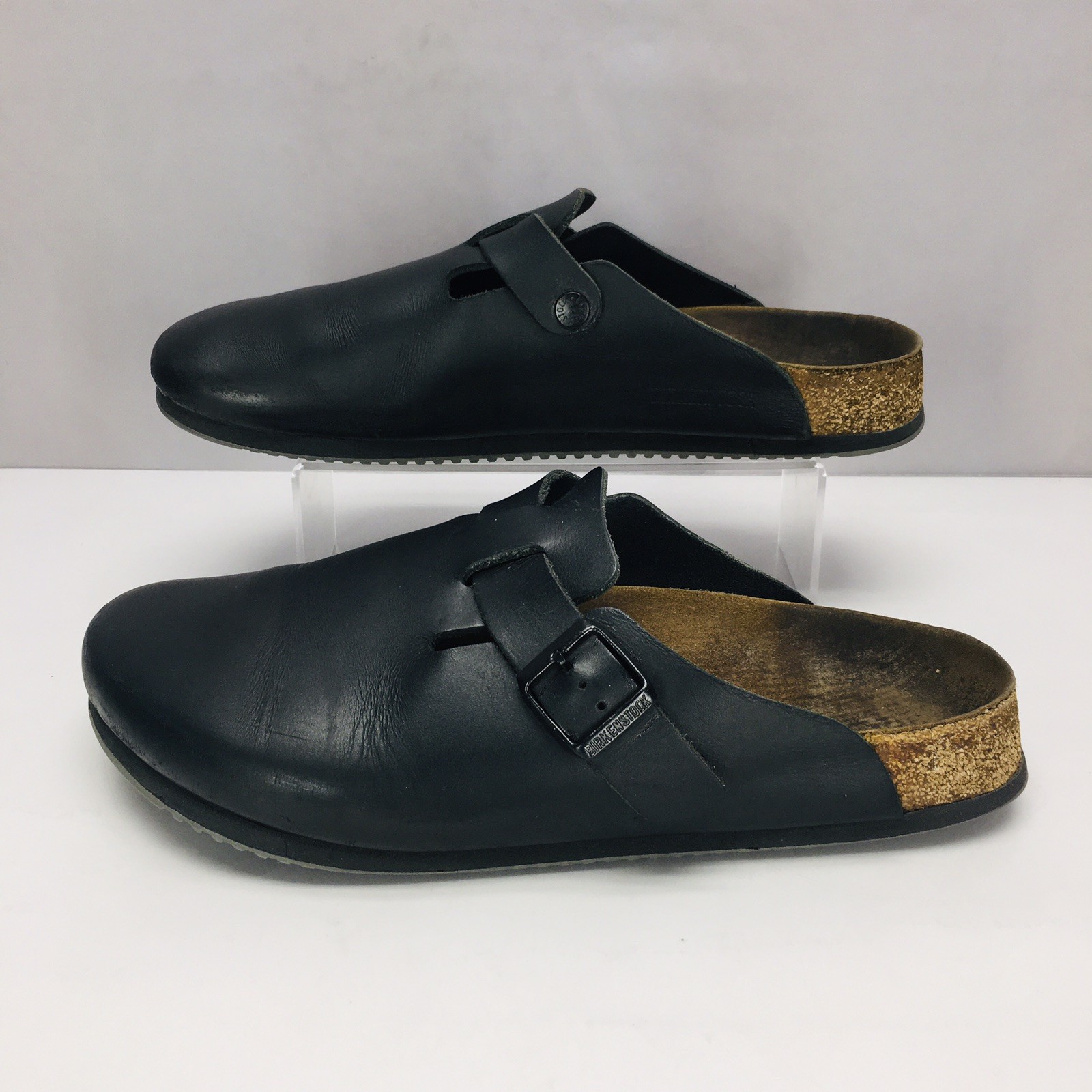 Birkenstock Boston Clog Black Oiled Leather Mens Size 45 EU (12 US) Cork Sole