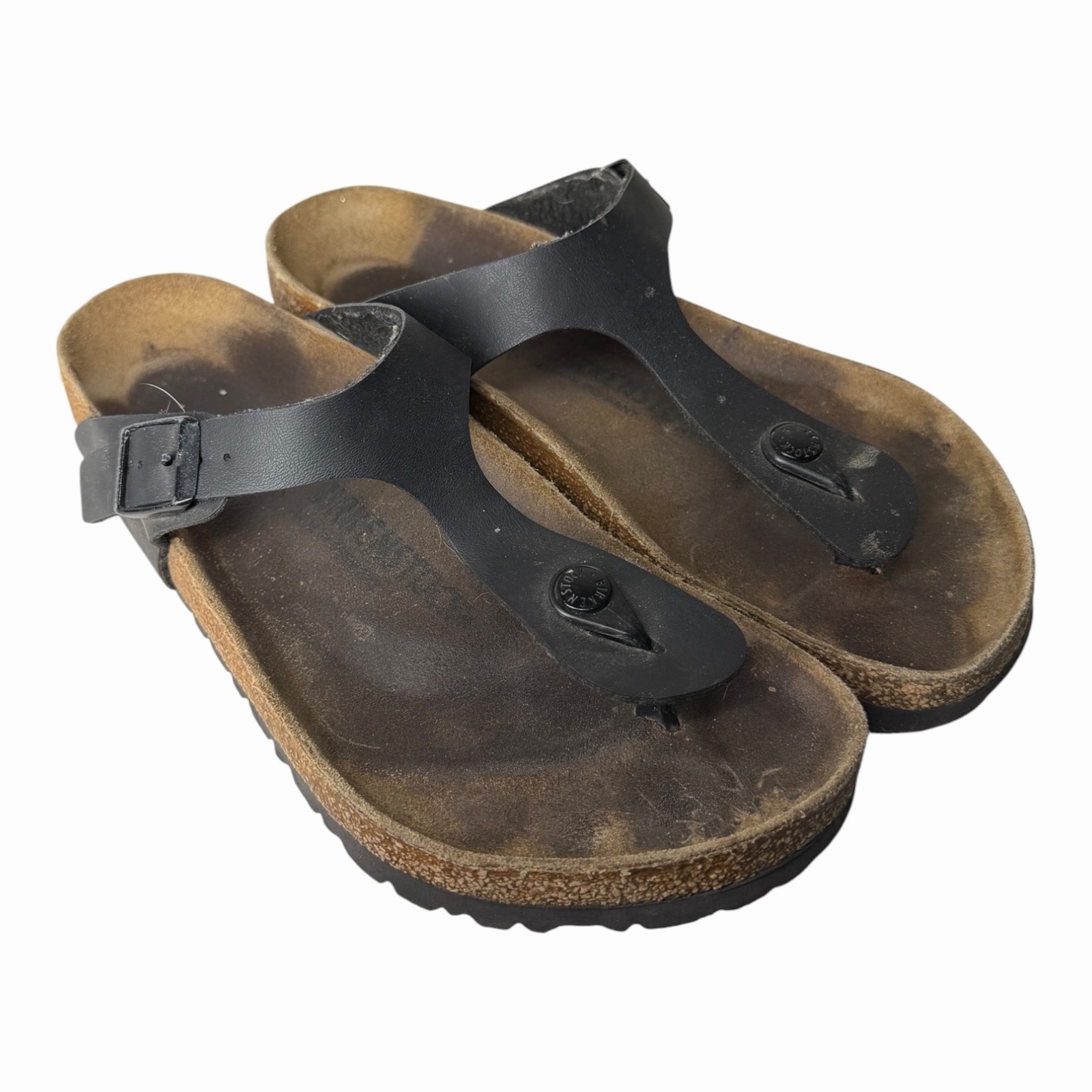 Birkenstock Women’s 40 Black Birko-Flor Gizeh Sandals Faux Leather