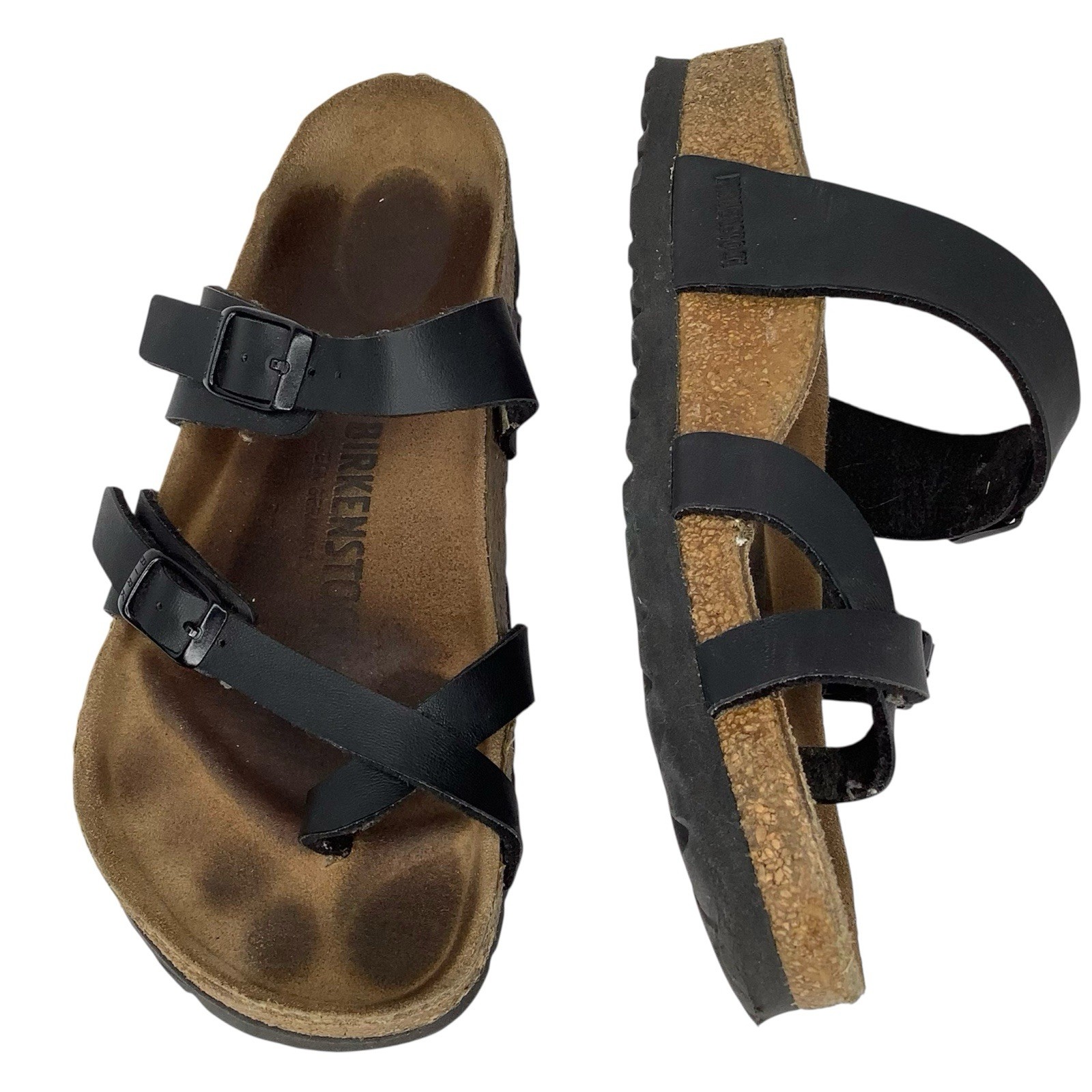 Birkenstock Mayari Black Birko-Floor Sandals Brown Nubuck/Cork Women’s Sz 6