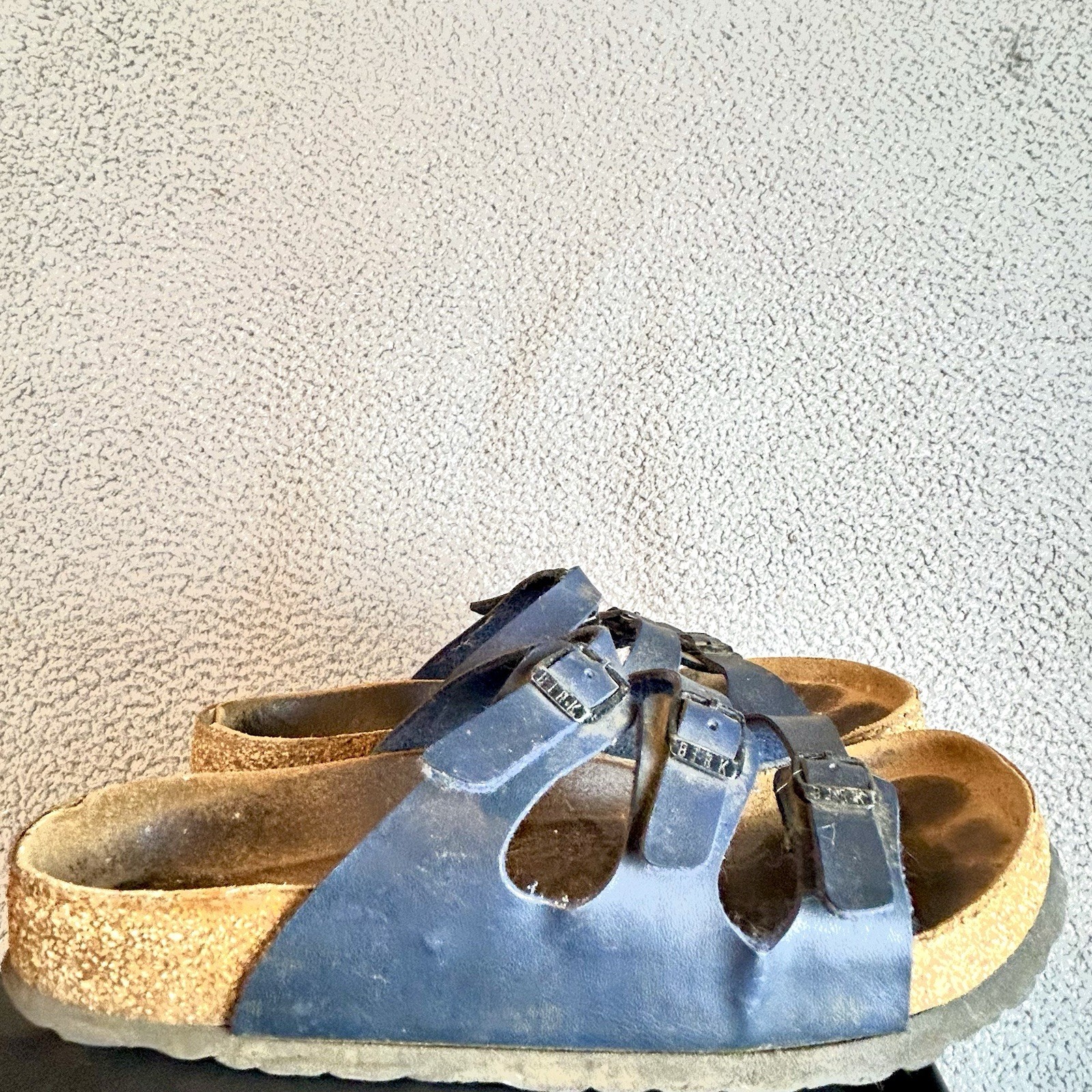 Birkenstock Florida Tripple Strap Birko-Flor Soft Footbed SIZE 7 EU 38 Blue