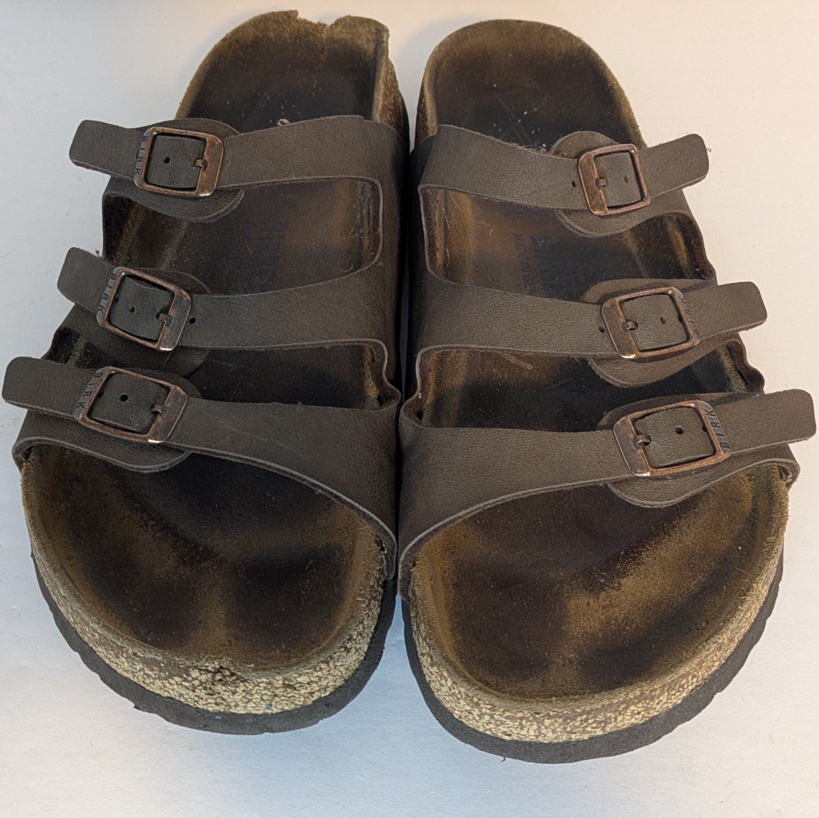 Vtg Birkenstock Florida Birkibuc Soft Footbed Sandal In Mocha Sz 9.5″ READ