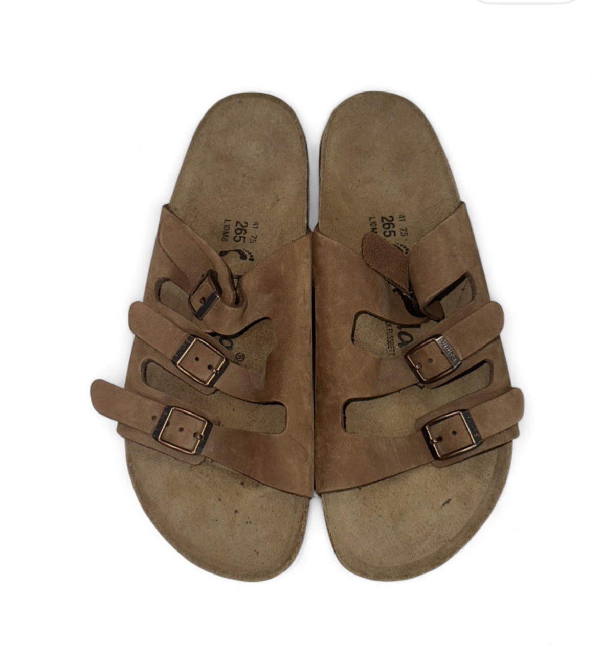 Birkenstock Betula Brown Leather 3 Strap Buckle Sandals W10 M8 EU41 Florida