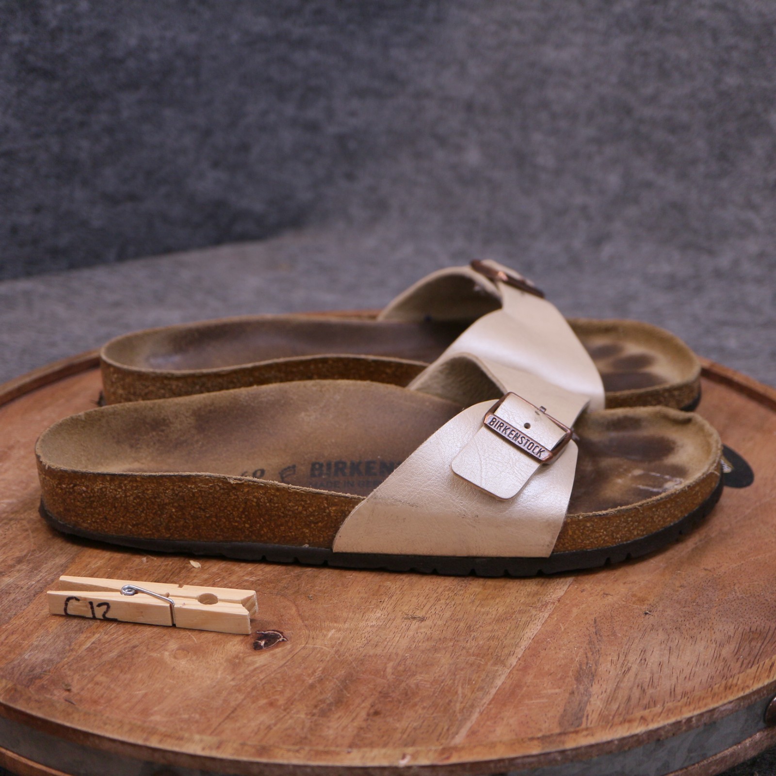 Birkenstock Madrid Women Pearl White Birko Flor Slides Sandals Size 40 US 9 Reg.