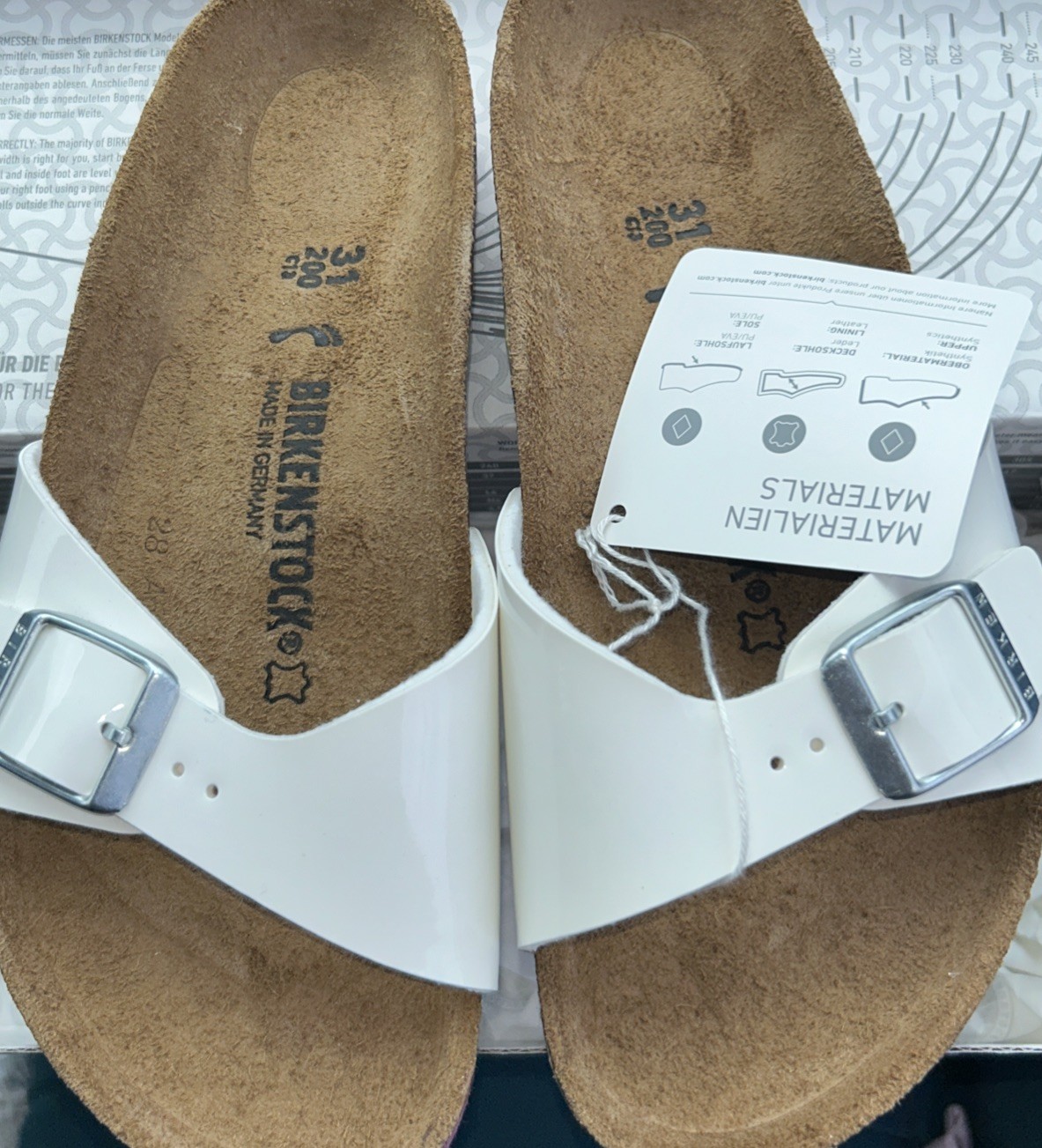 Birkenstock Madrid Kids In White Size 31 US Size 13 Brand New In Box