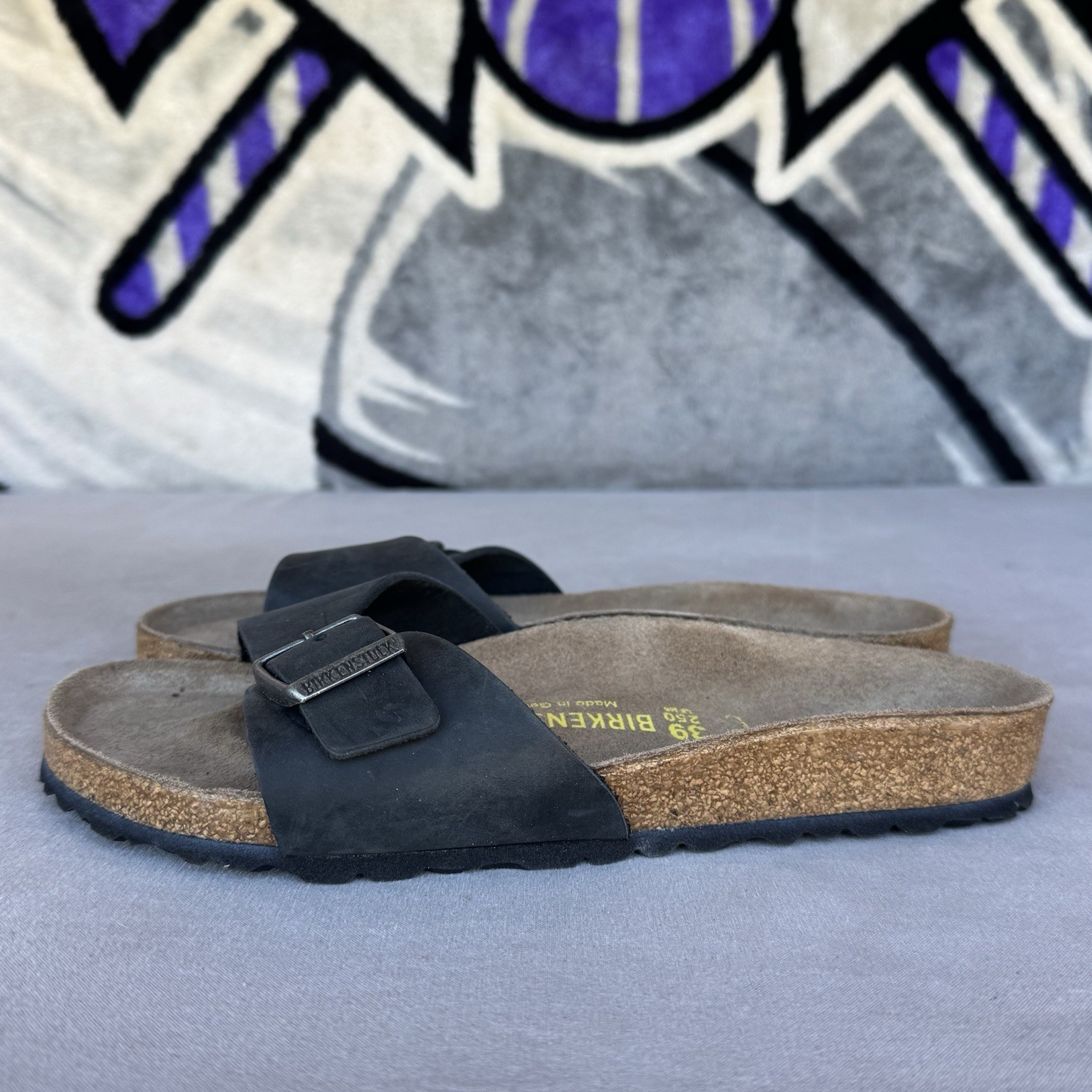 Size 39/W8 – Birkenstock Madrid BS BLACK Birko-Flor Sandal Women’s