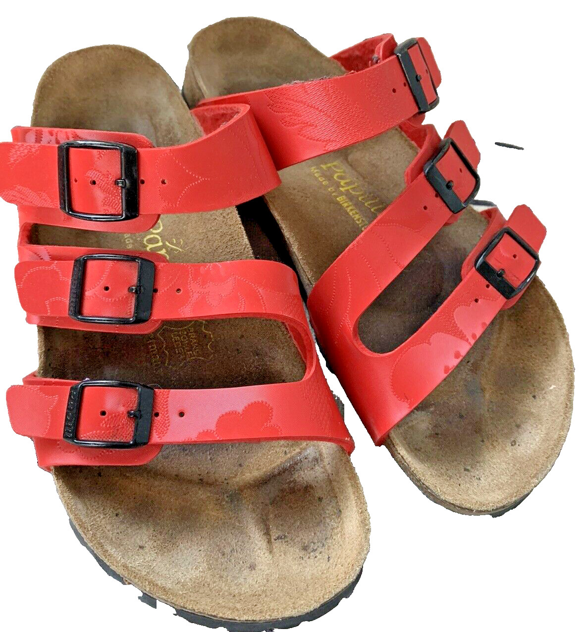 BIRKENSTOCK Papillio Red Sandals size 7 N  triple strap