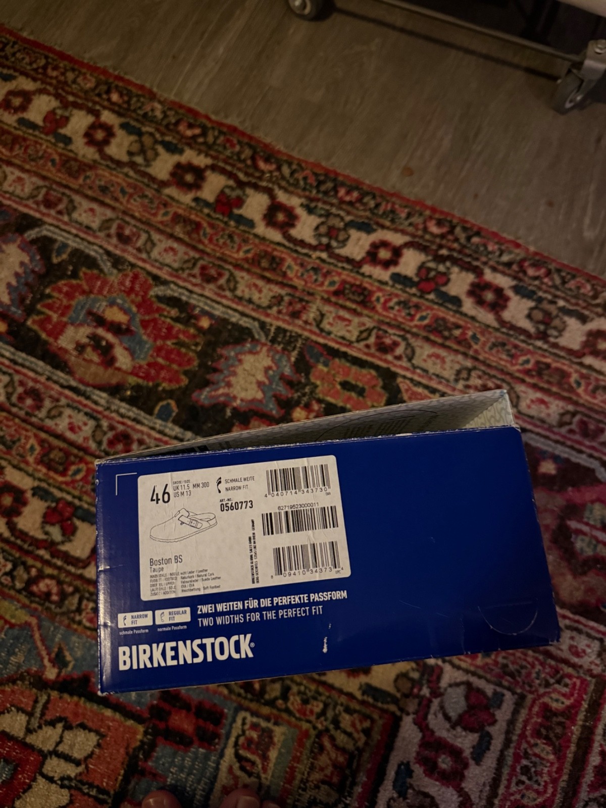 NIB Birkenstock Boston (Taupe and Red Bandana, Size 46)