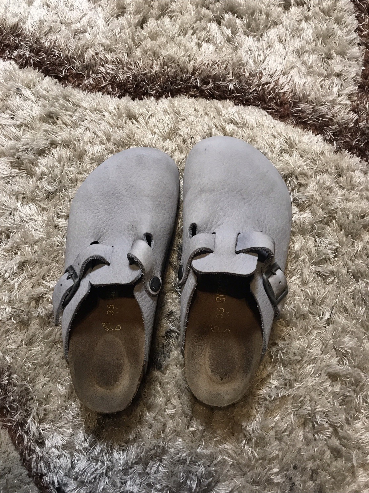 Birkenstock Boston Light Gray Nubuck Leather Size 35 US 4.5