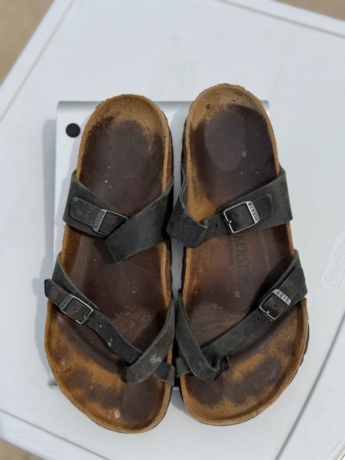 Birkenstock Mayari Black Oiled Leather Sandals Size 40