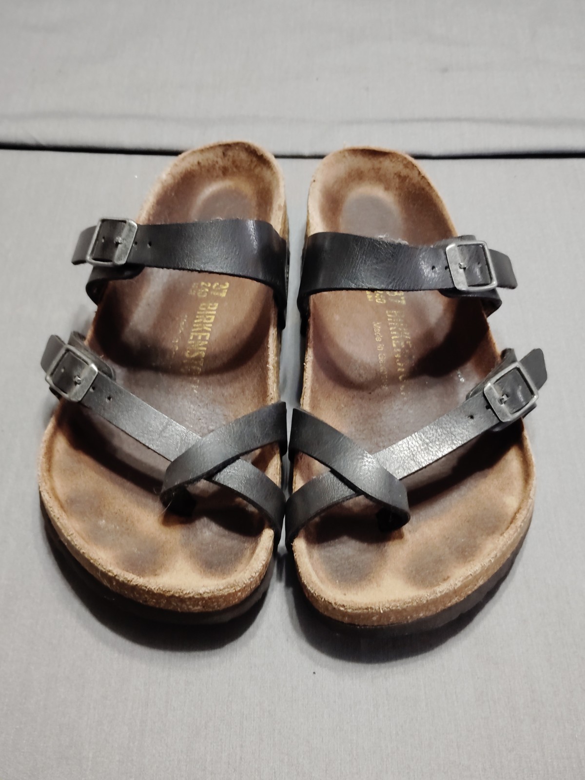 BIRKENSTOCK Mayari Birko-Flor Thong Sandal Black Resort Travel Preppy Women 37/6