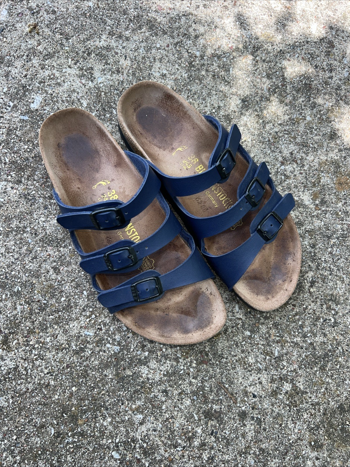 BIRKENSTOCK Florida Triple Strap Womens 7 Mens 5 Navy Vegan sandal