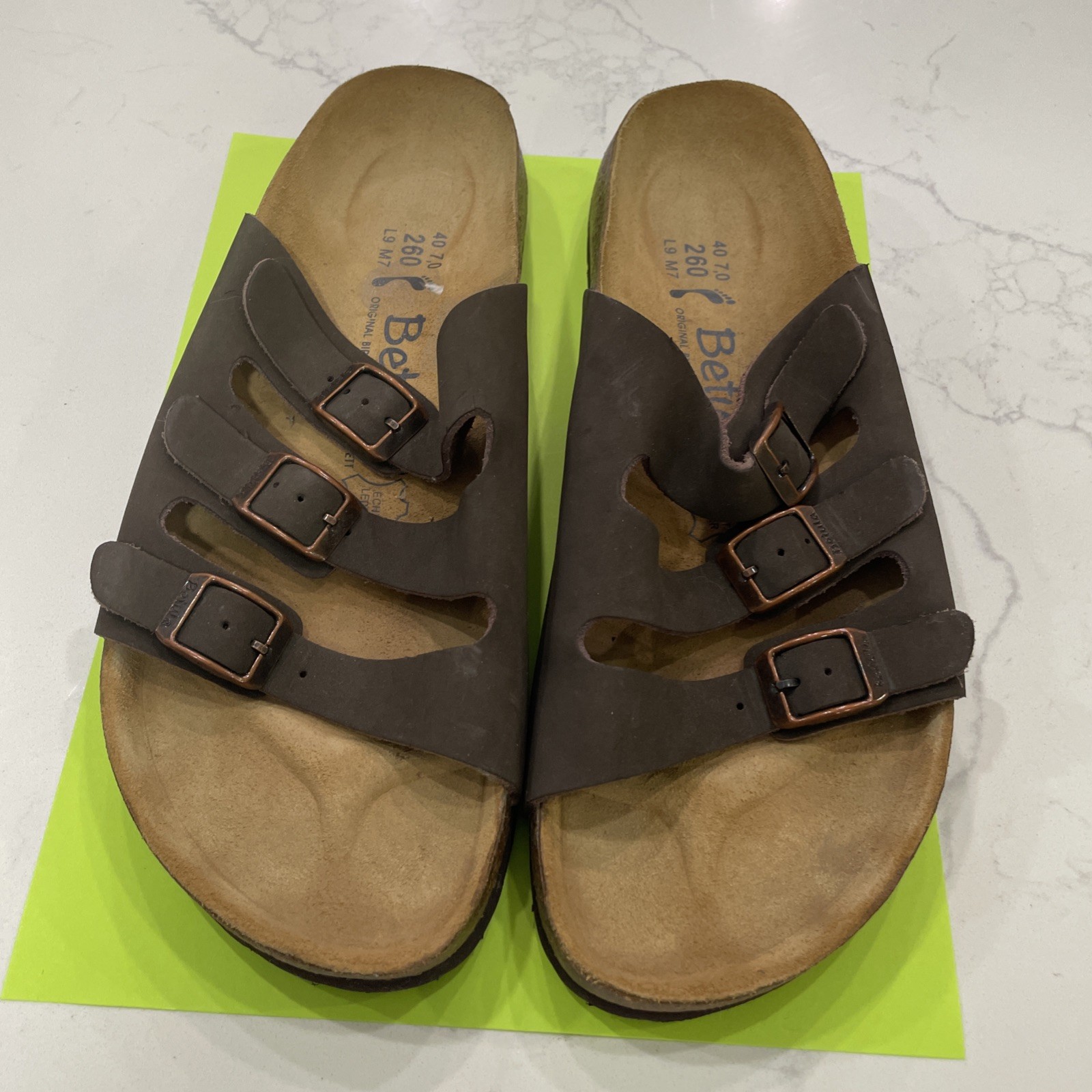 Birkenstock Betula Florida Sandals Women EU 40 US 9 Narrow Brown 3 Strap Leather