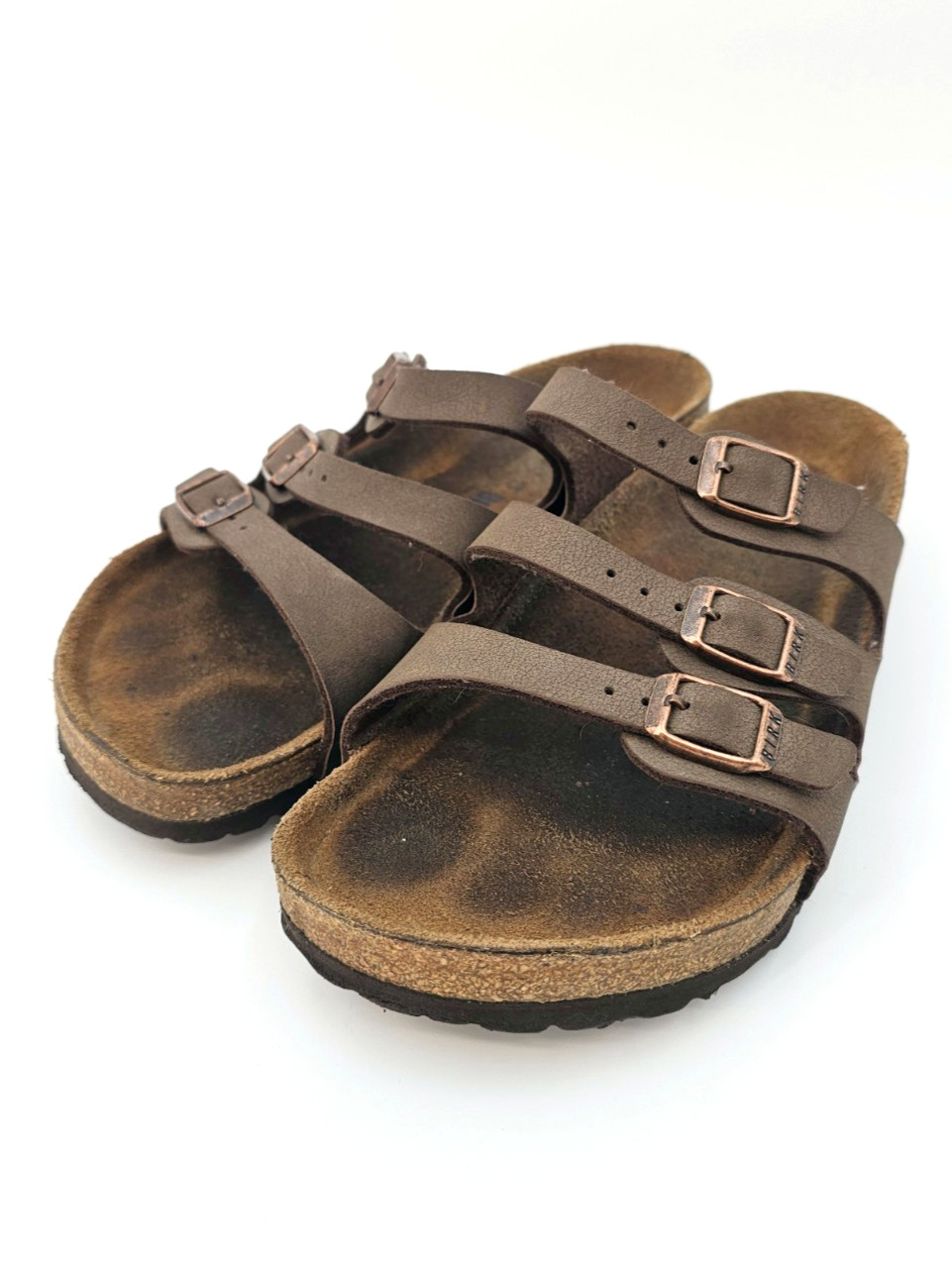 Birkenstock Florida Leather Sandals 245 Brown Three Strap Women’s 36 US 5 Reg