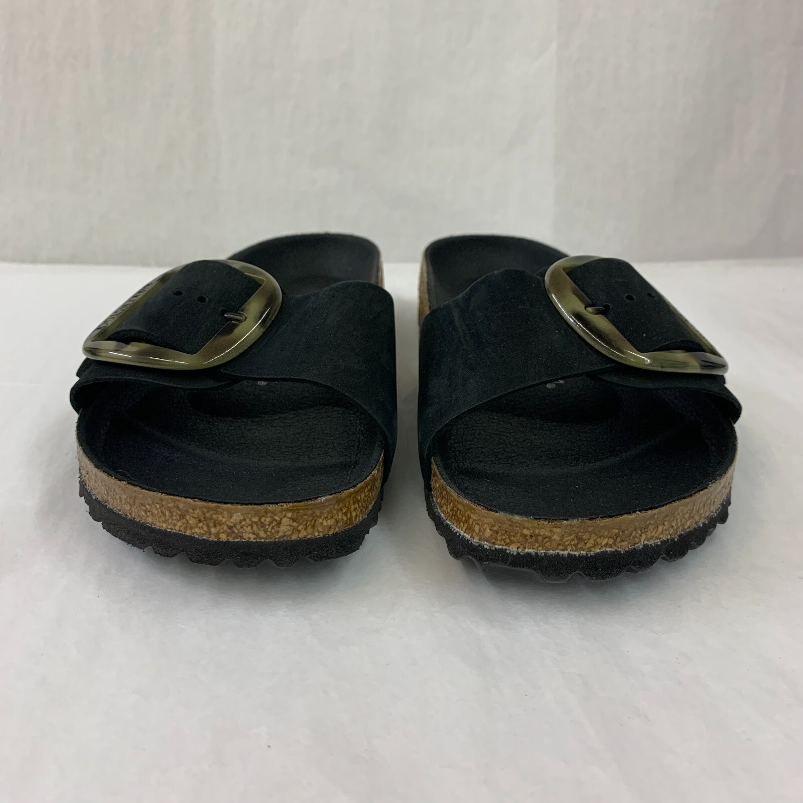 Birkenstock New w/ Box Madrid Tortoise Big Buckle Black Nubuck Leather Narrow