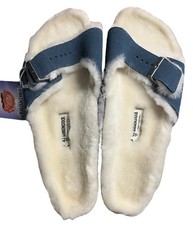 NEW Birkenstock Madrid Fell Shearling Blue Suede Sandal EU 43 M- 10; W- 12 RARE!