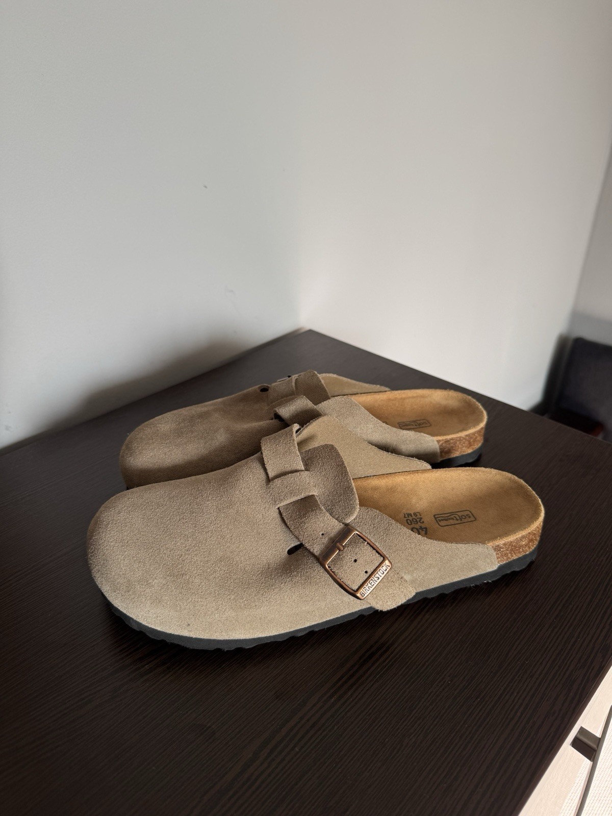 Birkenstock Boston Grey Suede Sandals 40 Good Condition