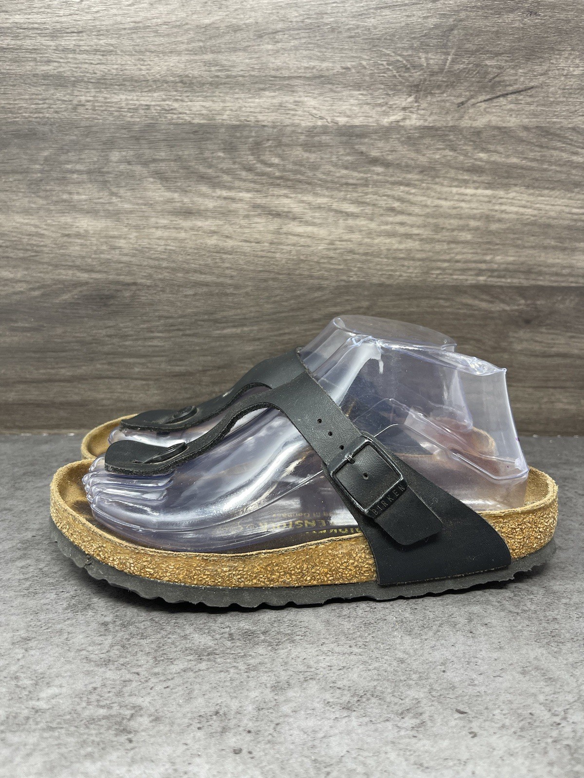 Birkenstock Gizeh Thong Sandles Womens Size 6 (37) Black Leather Slip On
