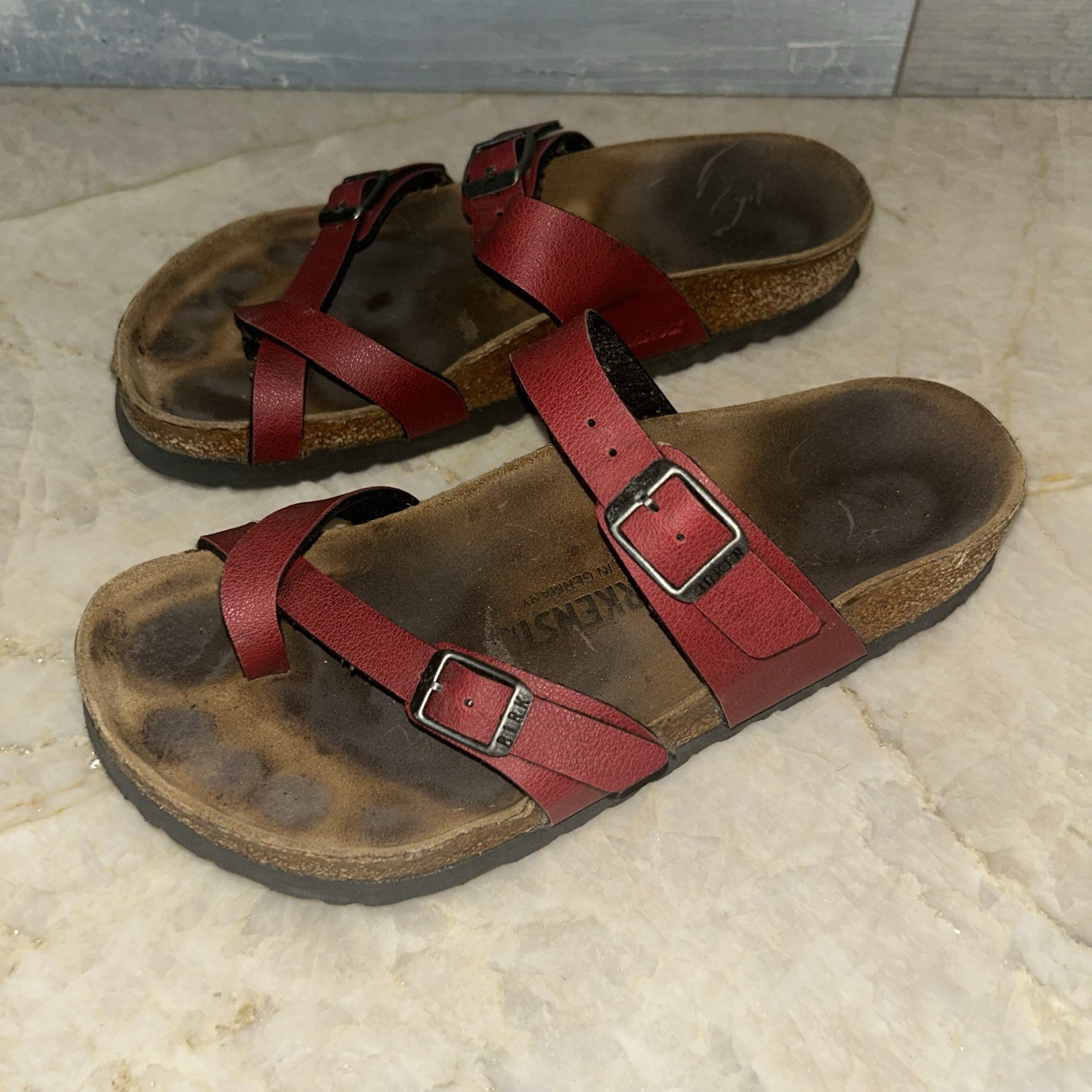 Women’s Birkenstock Mayari Red  Leather Sandals size 36 US 5
