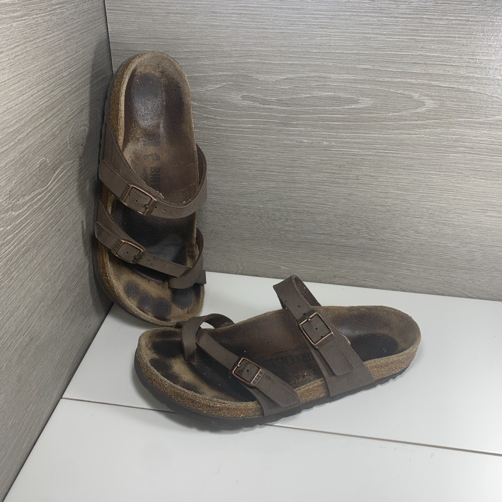 Birkenstock Mayari Sandals Women’s 38  Brown Slip On Comfort Shoes Single Buckle