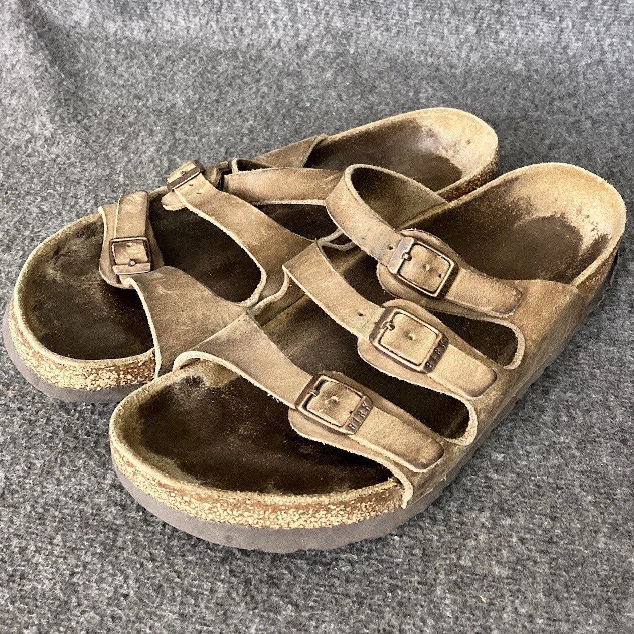 Birkenstock Florida Sandals Women 6 – 6.5 EU 37 Flats Brown Leather Soft Footbed